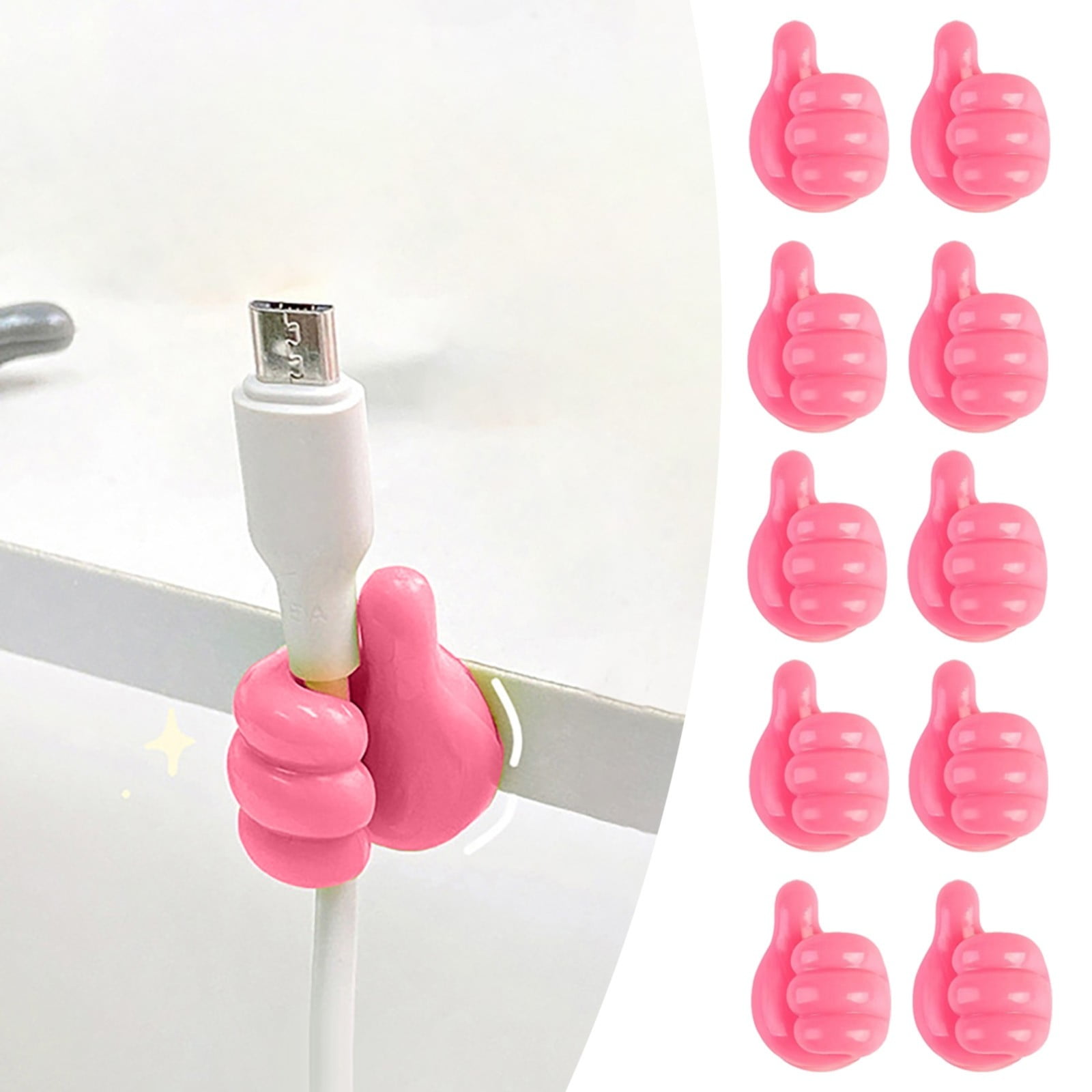 JWDX Hooks Clearance! Thumb Hook Hub Cable Fixing Device Data Cable Storage and Fixing Device Cable Management Device Scratch Hole and Adhesive Hook Clearance Sale Pink - Image 2