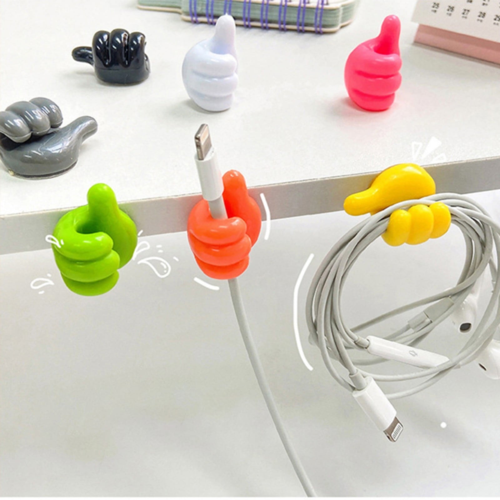 JWDX Hooks Clearance! Thumb Hook Hub Cable Fixing Device Data Cable Storage and Fixing Device Cable Management Device Scratch Hole and Adhesive Hook Clearance Sale Pink - Image 4