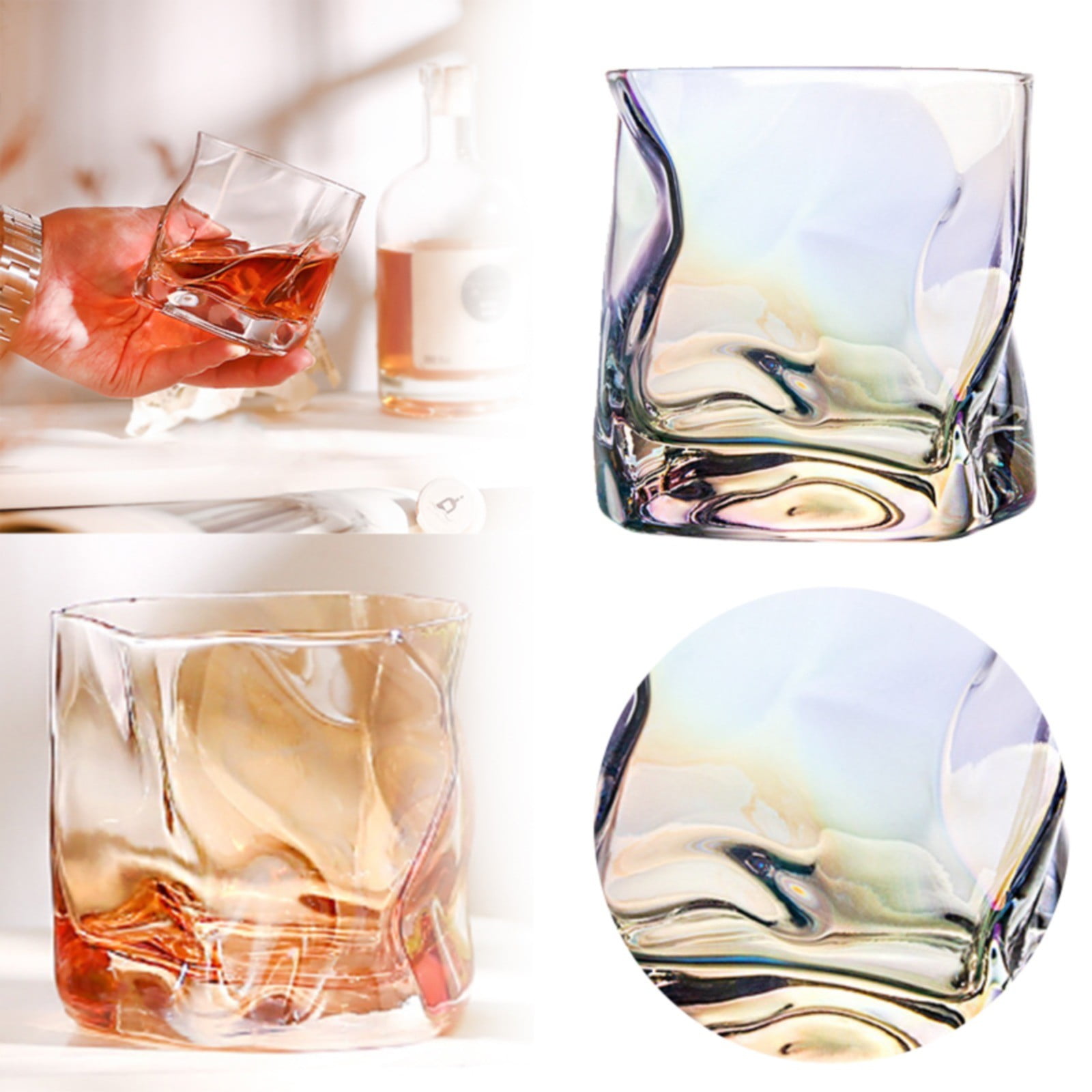 JWDX Glass and Bottle Clearance, Special Shaped Glass Whisky Glass Wind Design Irregular Cup Frosted Cup. As shown - Image 3