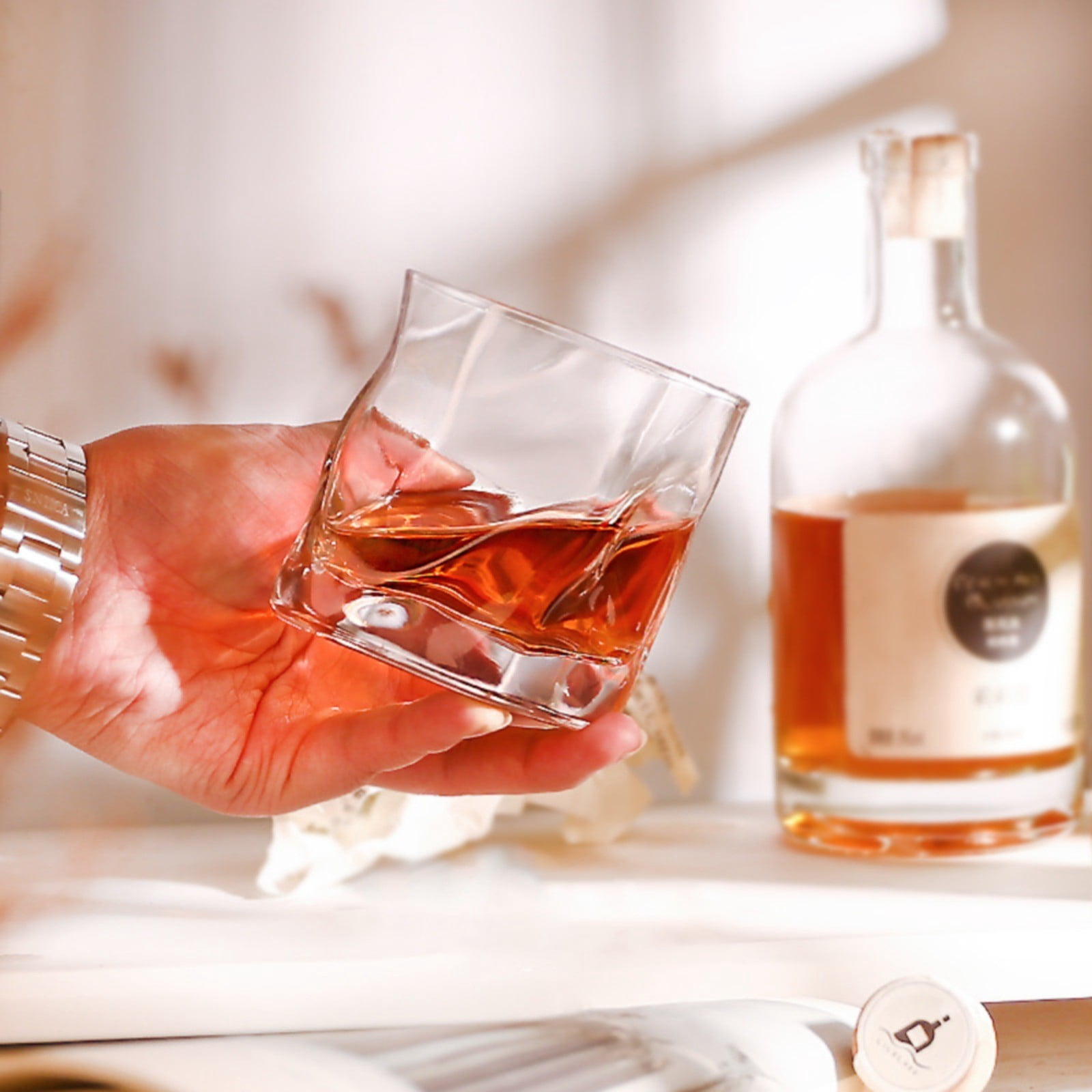JWDX Glass and Bottle Clearance, Special Shaped Glass Whisky Glass Wind Design Irregular Cup Frosted Cup. As shown - Image 5