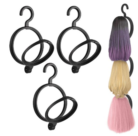 JWDX Hangs Clearance! Bobasndm Hanging Wig Stand Premium Wig Hanger for Multiple Wigs for Display Storage Styling Portable Wig Stands Keep The Wig & Perfect 3 Pack Clearance Sale Black - Image 2