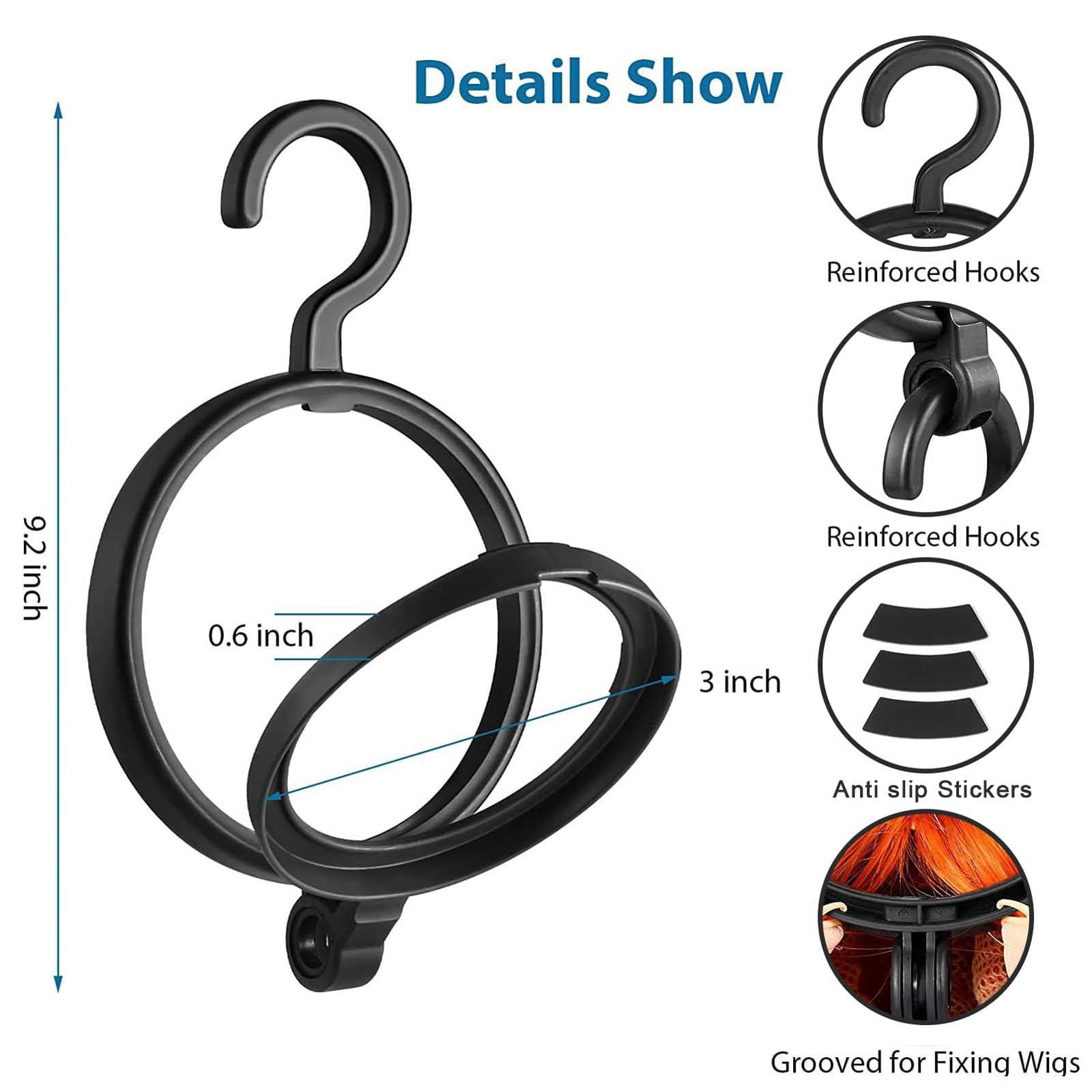 JWDX Hangs Clearance! Bobasndm Hanging Wig Stand Premium Wig Hanger for Multiple Wigs for Display Storage Styling Portable Wig Stands Keep The Wig & Perfect 3 Pack Clearance Sale Black - Image 4