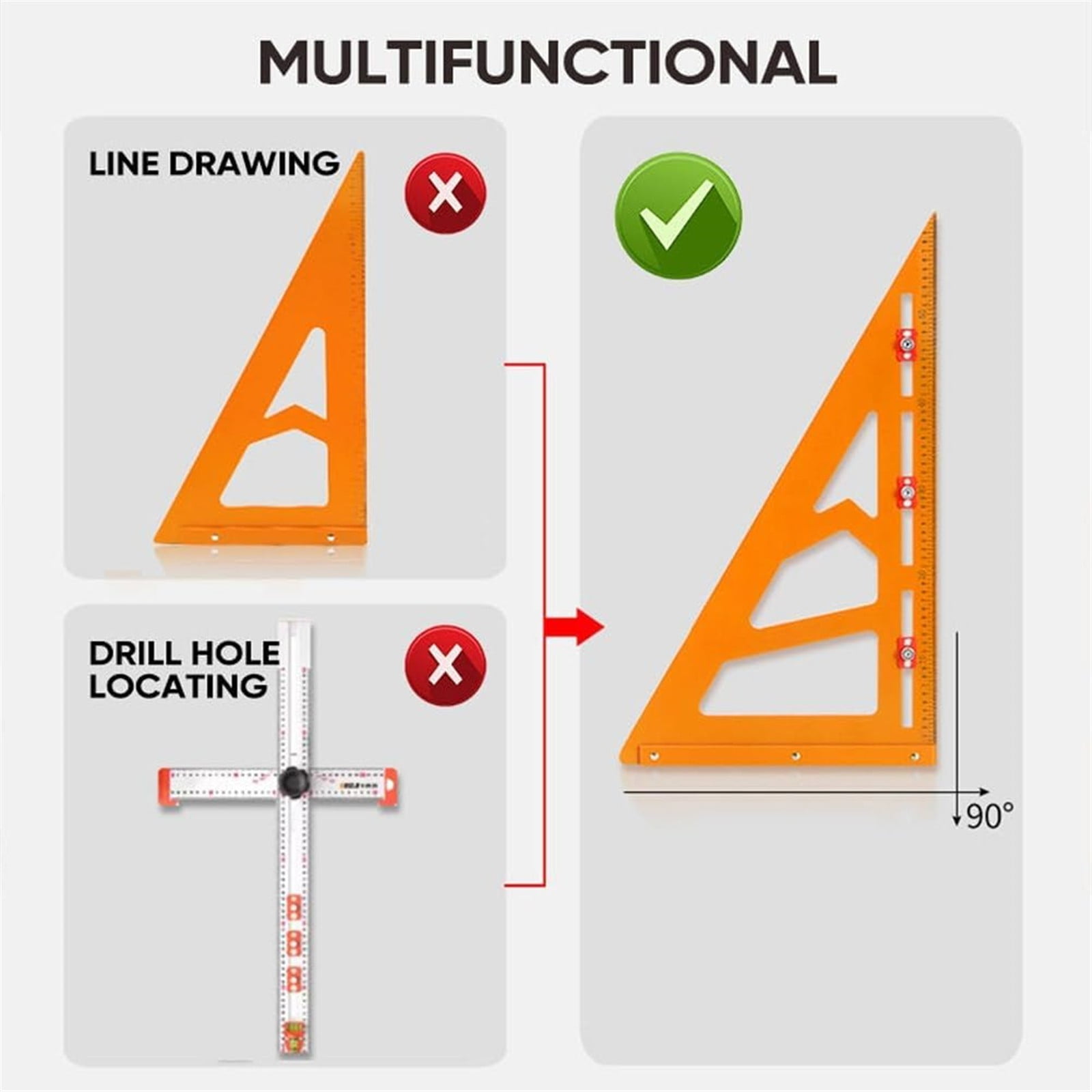Clearance Back to School Supplies! JWDX Right Angle Ruler Punching Positioning Triangle Ruler B, for Dormitories, Apartments, Shared Spaces and Study Areas (Include: 1*Triangle Ruler) Clearance Sale B - Image 6