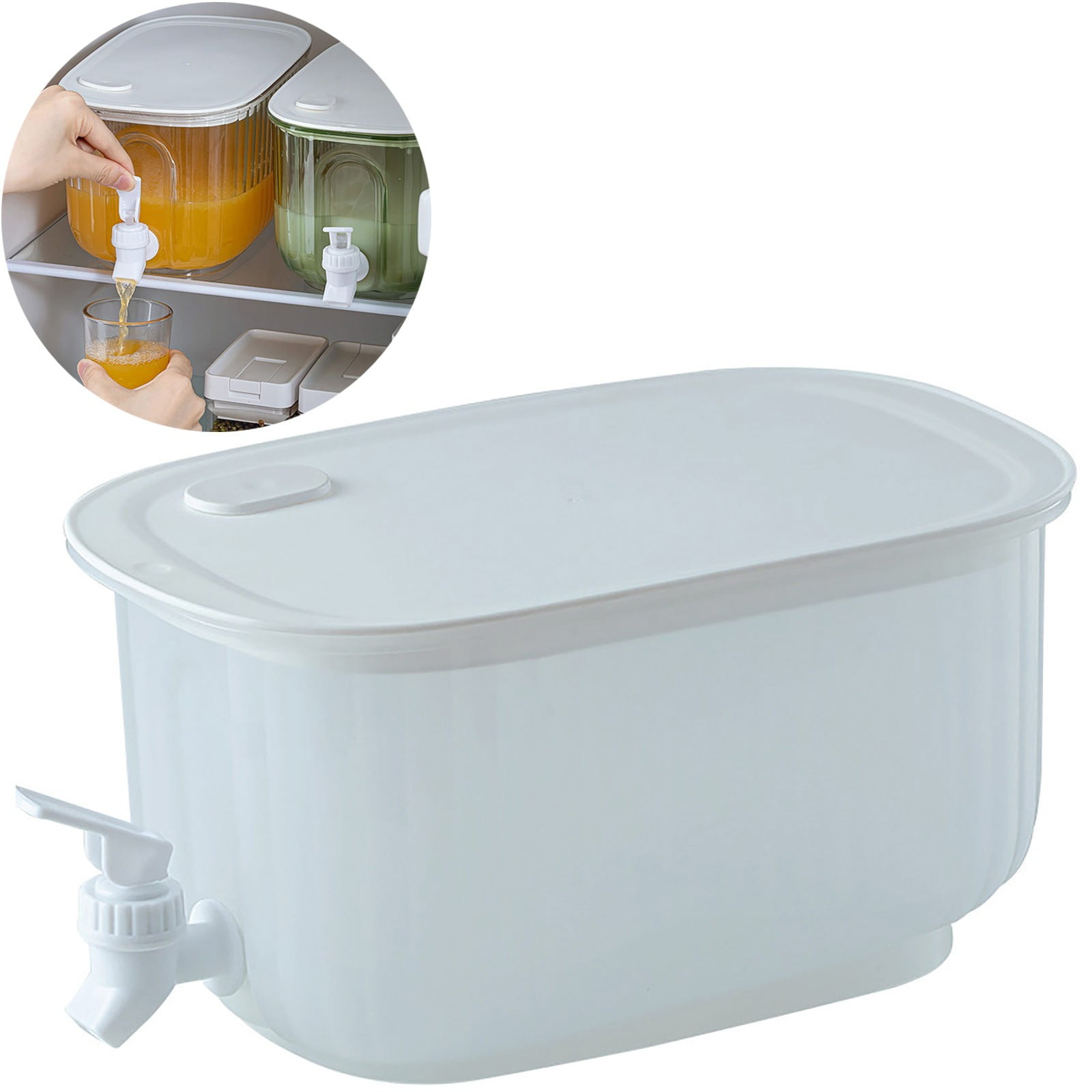 JWDX Glass and Bottle Clearance, Refrigerator Specific Cold Water Jug with Faucet Household Large Capacity Fruit Juice Cold Drink Barrel Lemon Fruit Tea Beverage Barrel Cold Water Jug. Clear - Image 2