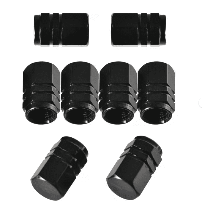 Tool Bag Clearance! JWDX Stainless Steel Valve Cap Black Nut 8Pcs, 8 Tire Stem Caps Wheel Covers Car Tire Cap Hexagon Shape (Black) Black - Image 2