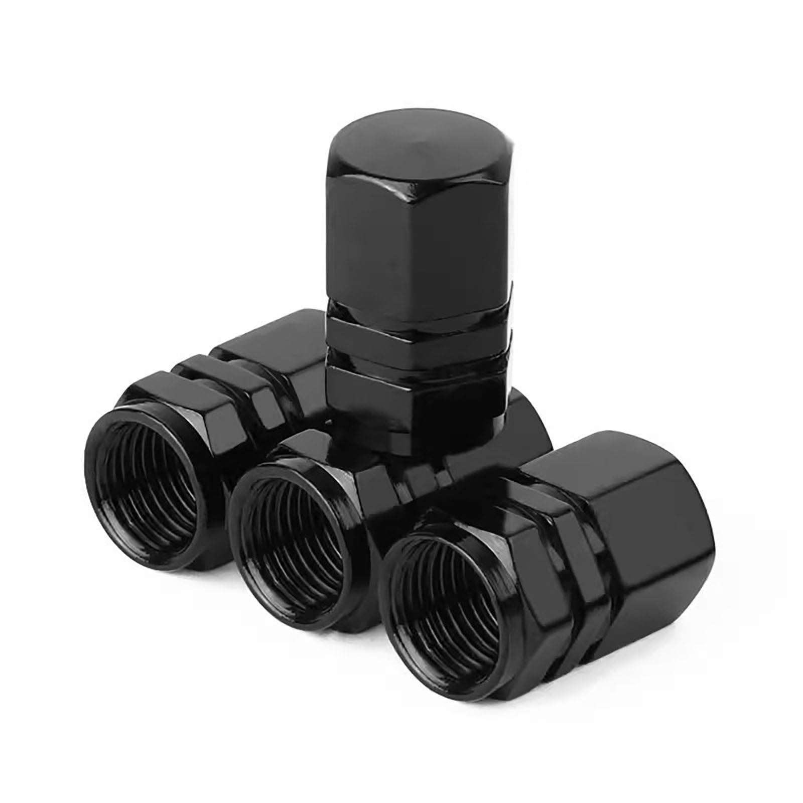 Tool Bag Clearance! JWDX Stainless Steel Valve Cap Black Nut 8Pcs, 8 Tire Stem Caps Wheel Covers Car Tire Cap Hexagon Shape (Black) Black - Image 3