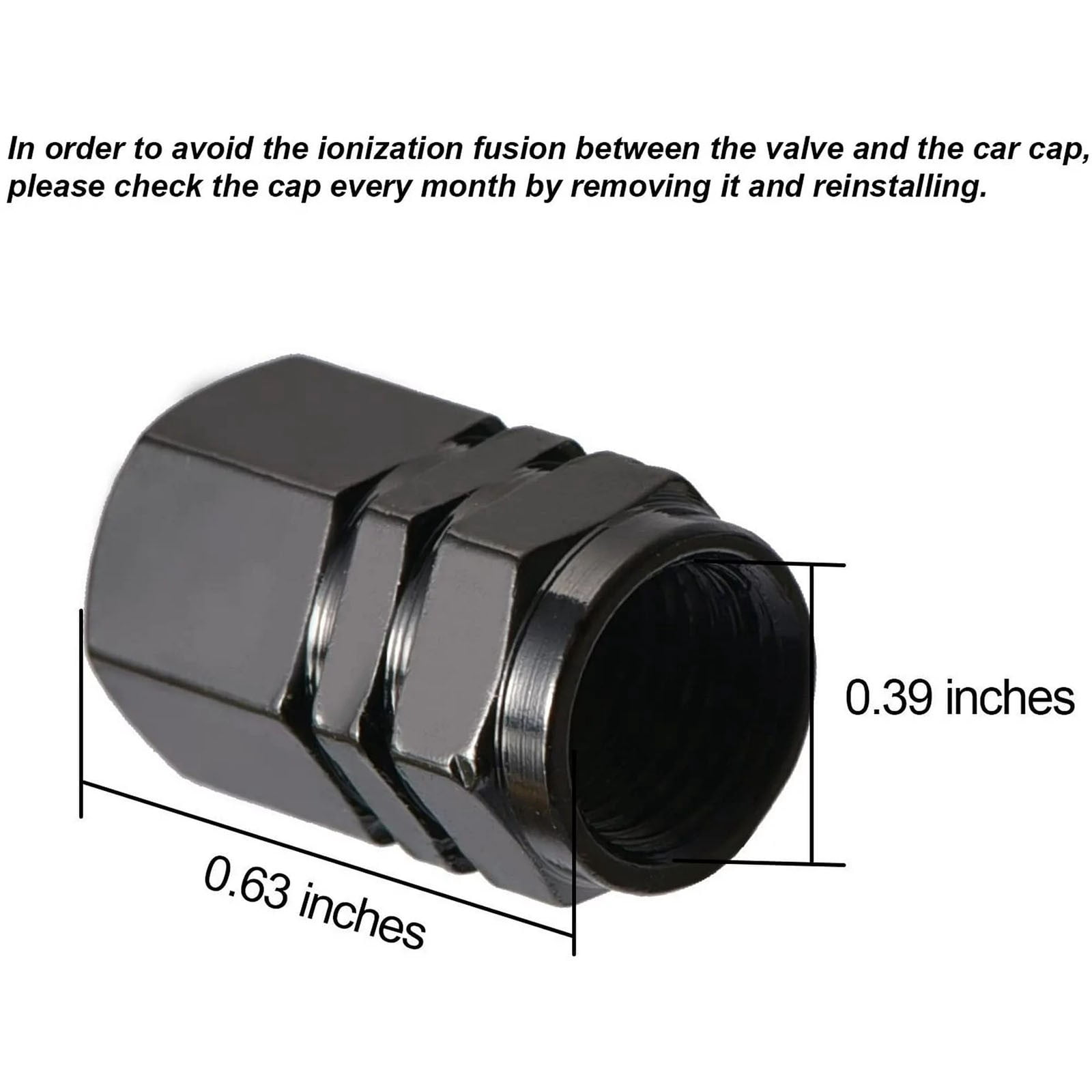 Tool Bag Clearance! JWDX Stainless Steel Valve Cap Black Nut 8Pcs, 8 Tire Stem Caps Wheel Covers Car Tire Cap Hexagon Shape (Black) Black - Image 4