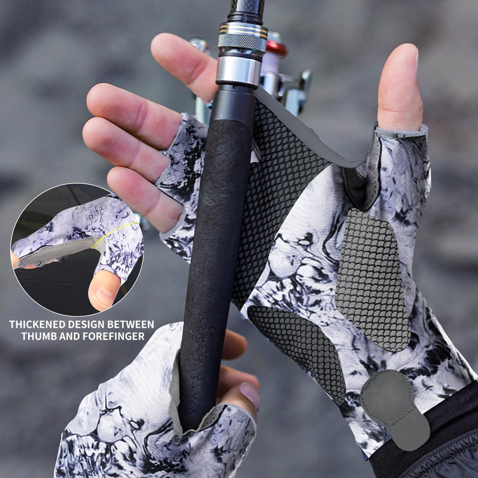Gloves Clearance! JWDX Gloves, Sun Gloves Upf 50+ Fishing Gloves Fingerless Sun Fishing Gloves Men/Women for Kayaking Hiking Paddling Driving White - Image 5