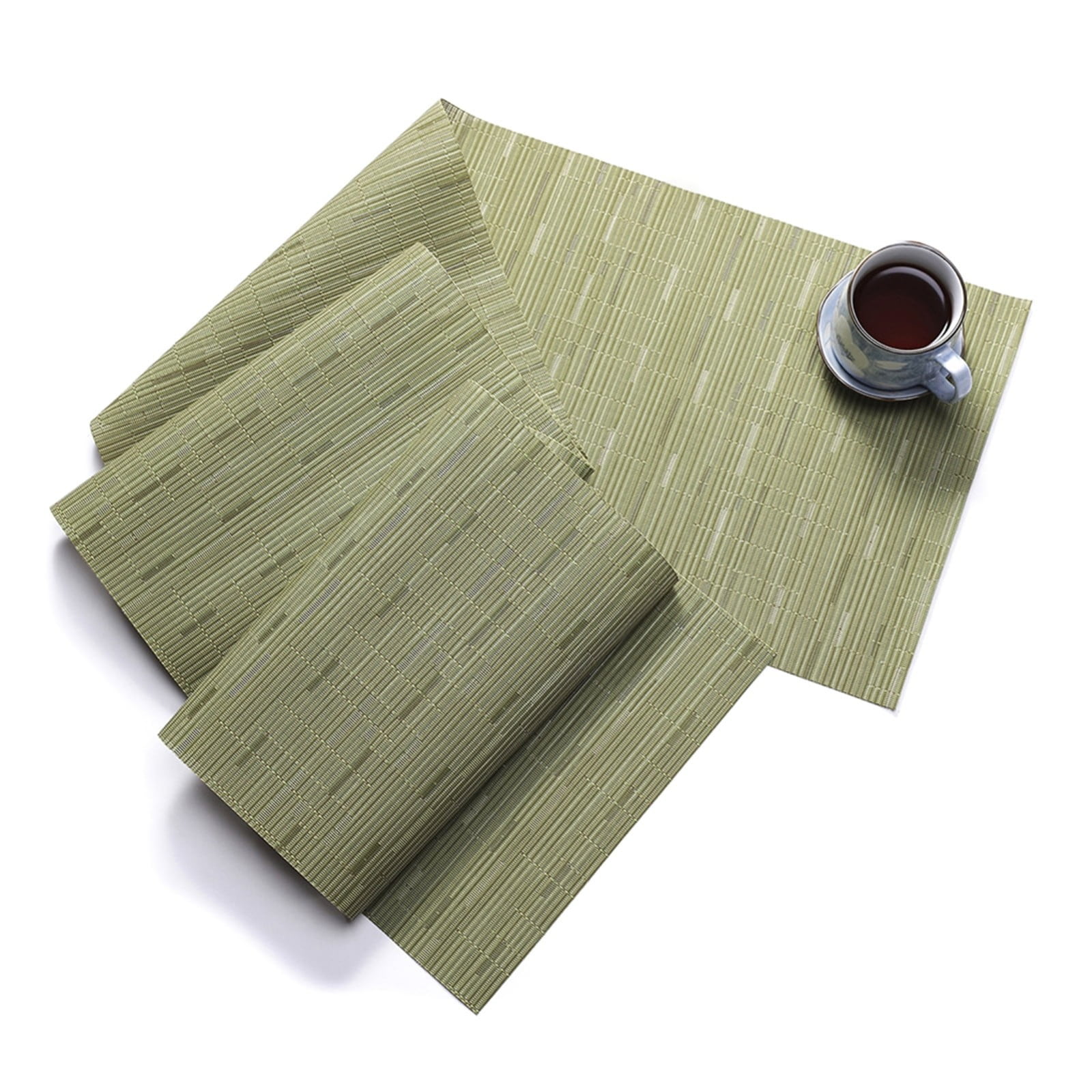 JWDX Placemat Clearance, Table Runner Texture Weave Doily Heat Insulation Pvc Wedding Party Dining Table Runner 53.15 Green - Image 2