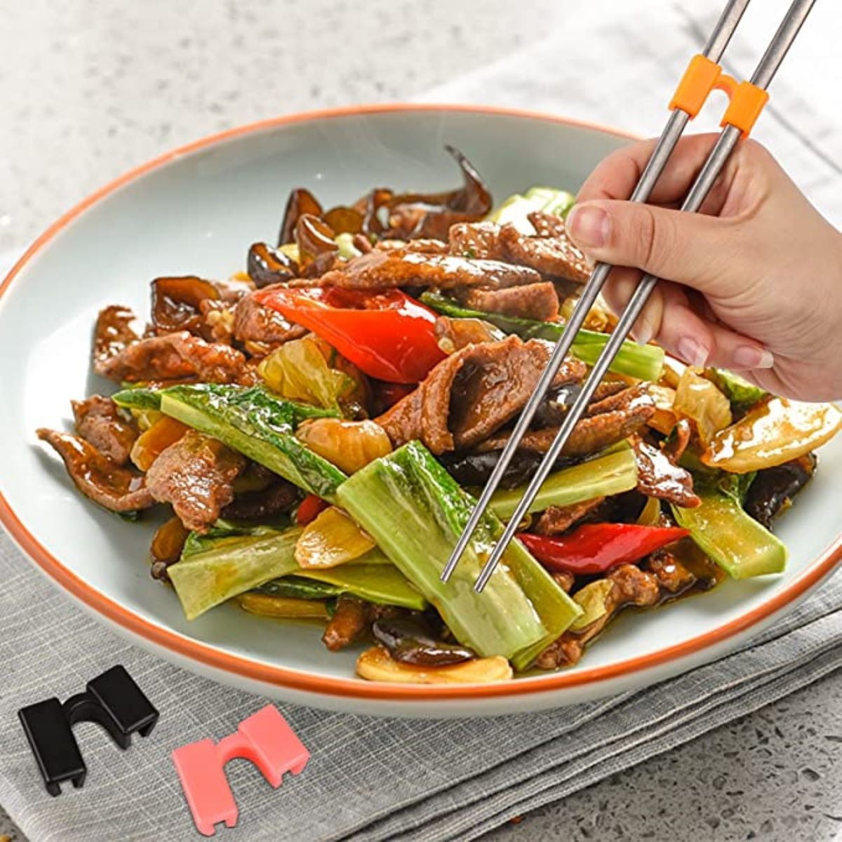 Clearance! Kitchen Utensils Set Eguiwyn Chopsticks Assistant Reusable Training Chopstick Hinge Connectors for Children and Adults 5Pcs Training Chopsticks Hinge Connector Black 3-Black - Image 6