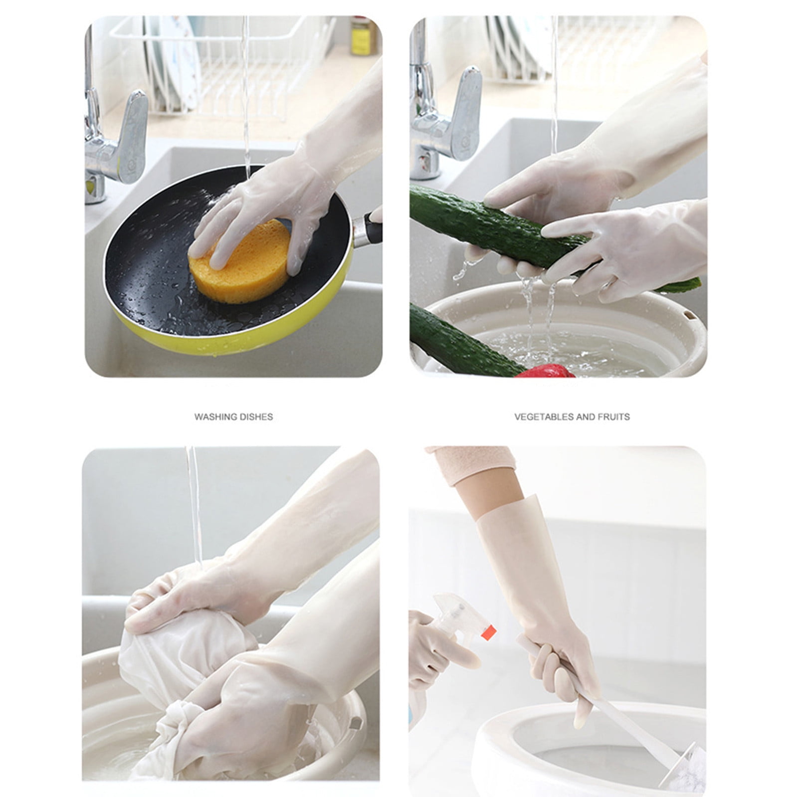 Savings, Cleaning Gloves, Eguiwyn Kid Painting Apron Sleeve, Apron Sleeve Reduced Price! 1 Pair of Gloves Gloves Gloves Washing Hand Rubber Long Cleaning Warm Gloves Kitchen Latex 3-Orange - Image 4