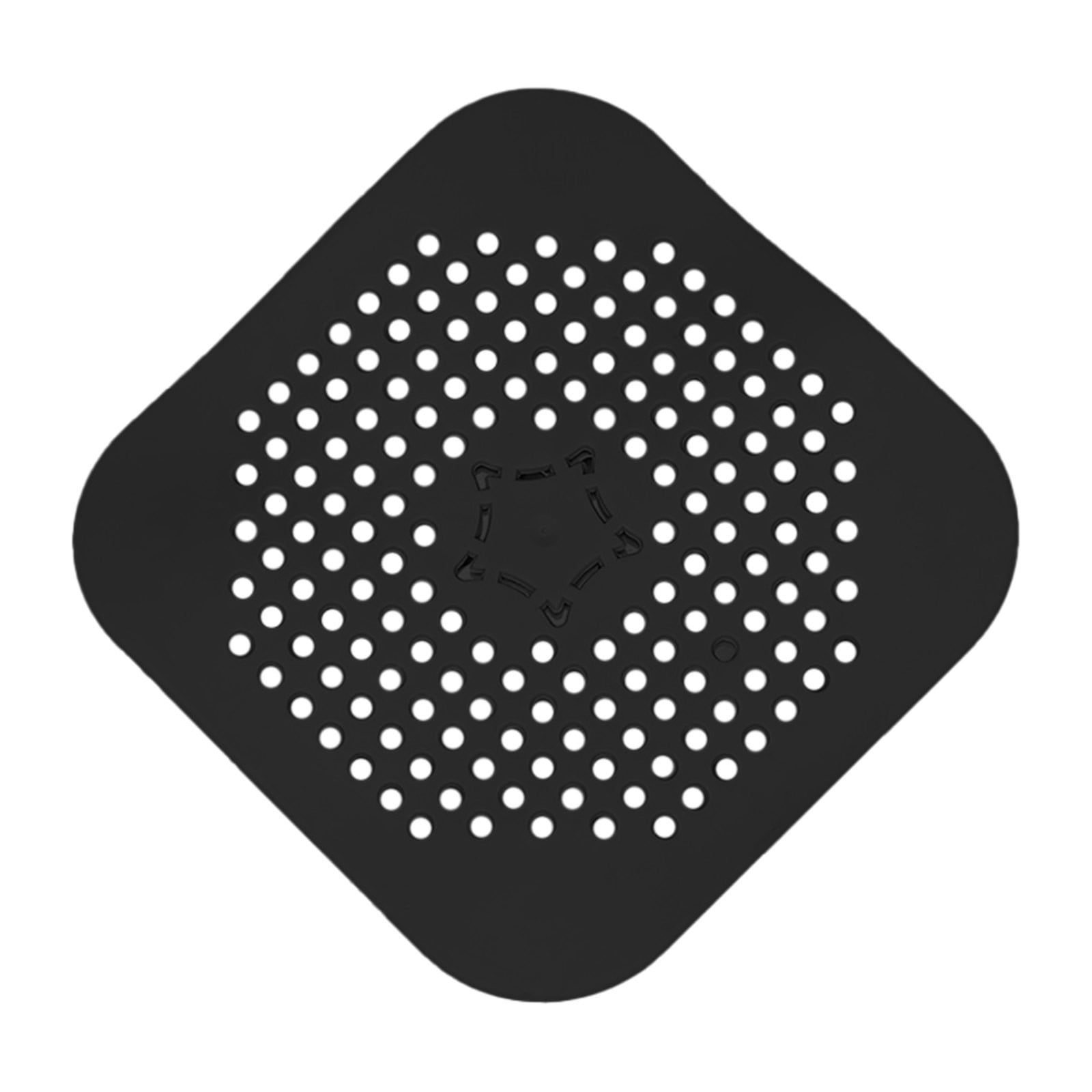 JWDX Strainers Clearance, Square Drain Cover for Shower Drain Hair Catcher Flat Silicone Plug for Bathroom and Kitchen Filter Shower Drain Flat Strainer Stopper Z1-Black - Image 1