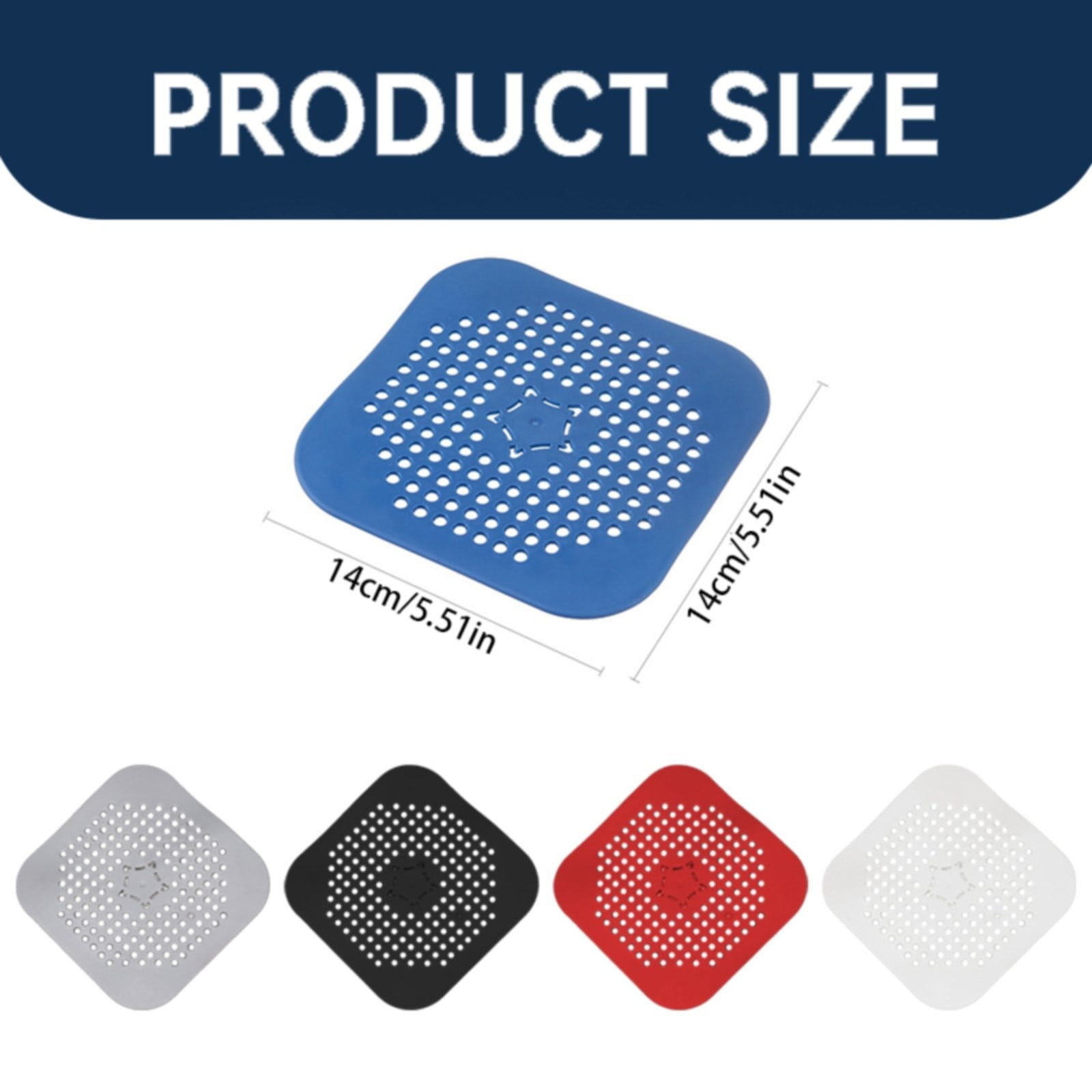 JWDX Strainers Clearance, Square Drain Cover for Shower Drain Hair Catcher Flat Silicone Plug for Bathroom and Kitchen Filter Shower Drain Flat Strainer Stopper Z1-Black - Image 3
