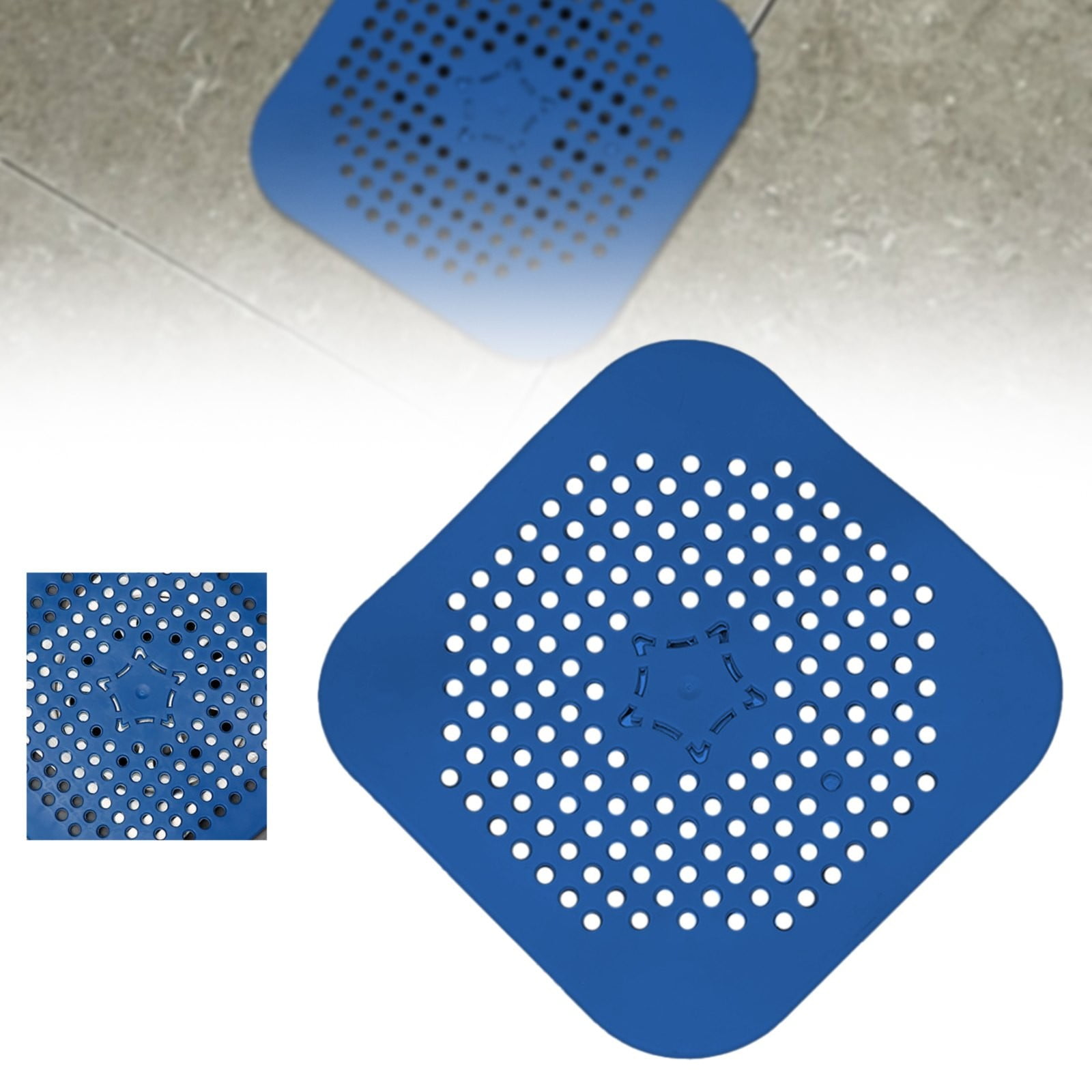 JWDX Strainers Clearance, Square Drain Cover for Shower Drain Hair Catcher Flat Silicone Plug for Bathroom and Kitchen Filter Shower Drain Flat Strainer Stopper Blue - Image 2