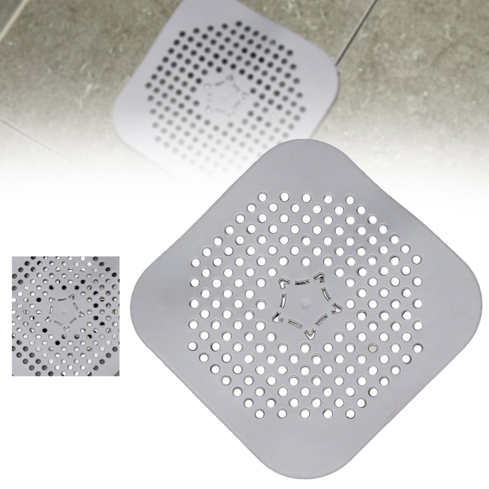 JWDX Strainers Clearance, Square Drain Cover for Shower Drain Hair Catcher Flat Silicone Plug for Bathroom and Kitchen Filter Shower Drain Flat Strainer Stopper Grey - Image 2