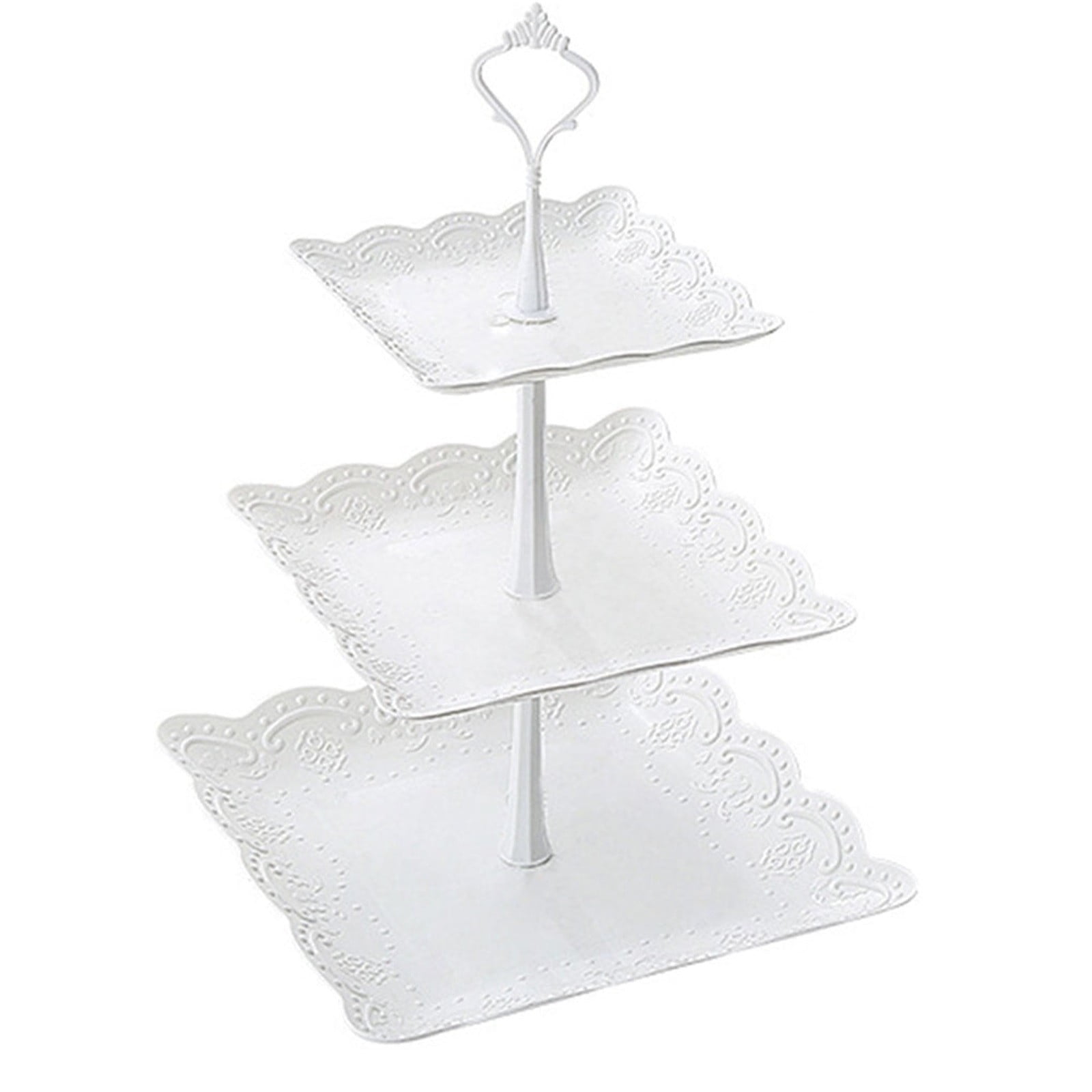 JWDX Cake Stand Clearance! Three-Tier Cake Stand, Three-Tier Fruit Plate, Afternoon Tea Plate H, Cake Stand Fruit Dried Stand Dessert Stand Dessert Fruit Stand Set Plastic Housekeeping & Organizers Z1-White - Image 1