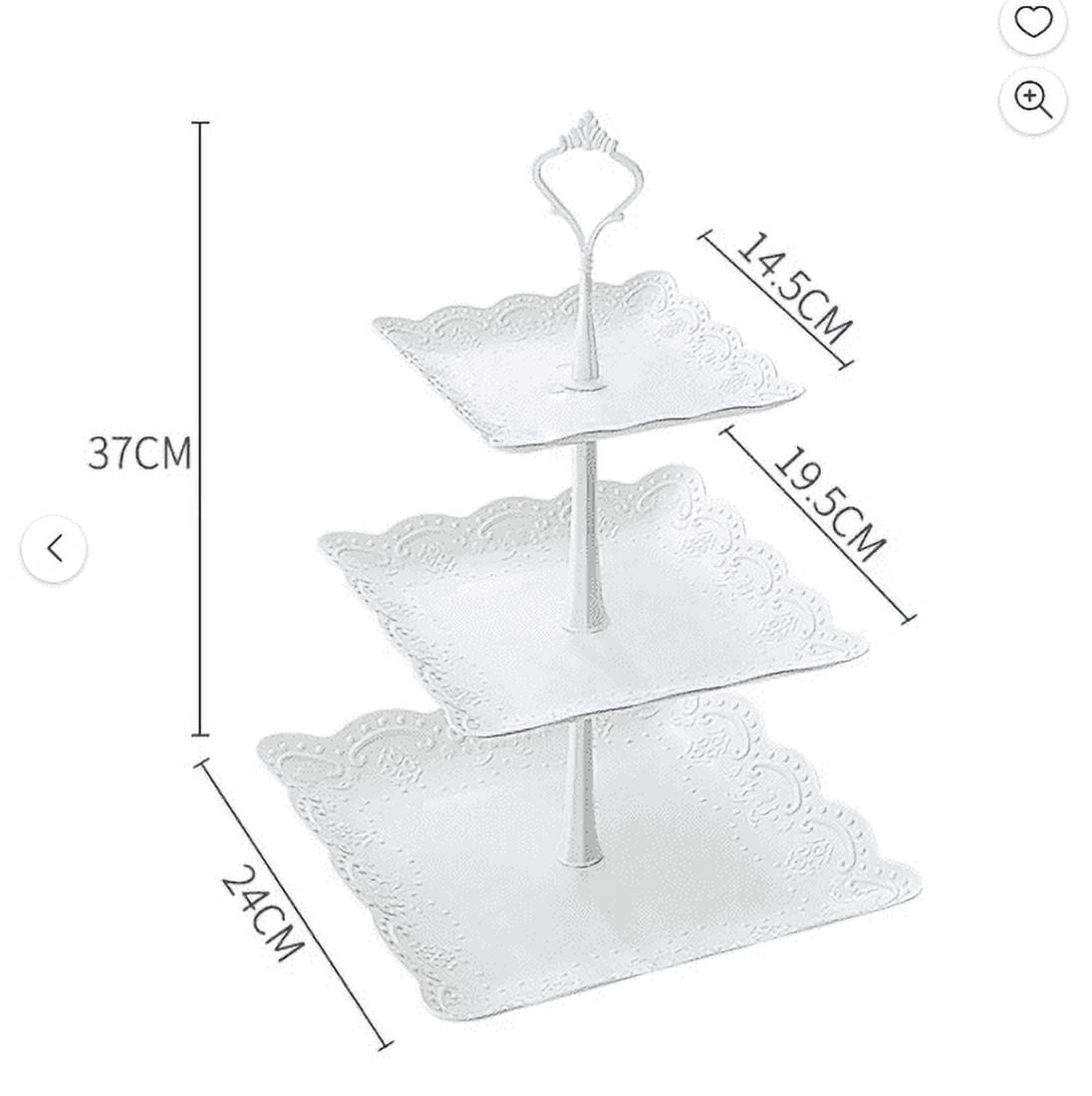 JWDX Cake Stand Clearance! Three-Tier Cake Stand, Three-Tier Fruit Plate, Afternoon Tea Plate H, Cake Stand Fruit Dried Stand Dessert Stand Dessert Fruit Stand Set Plastic Housekeeping & Organizers Z1-White - Image 2