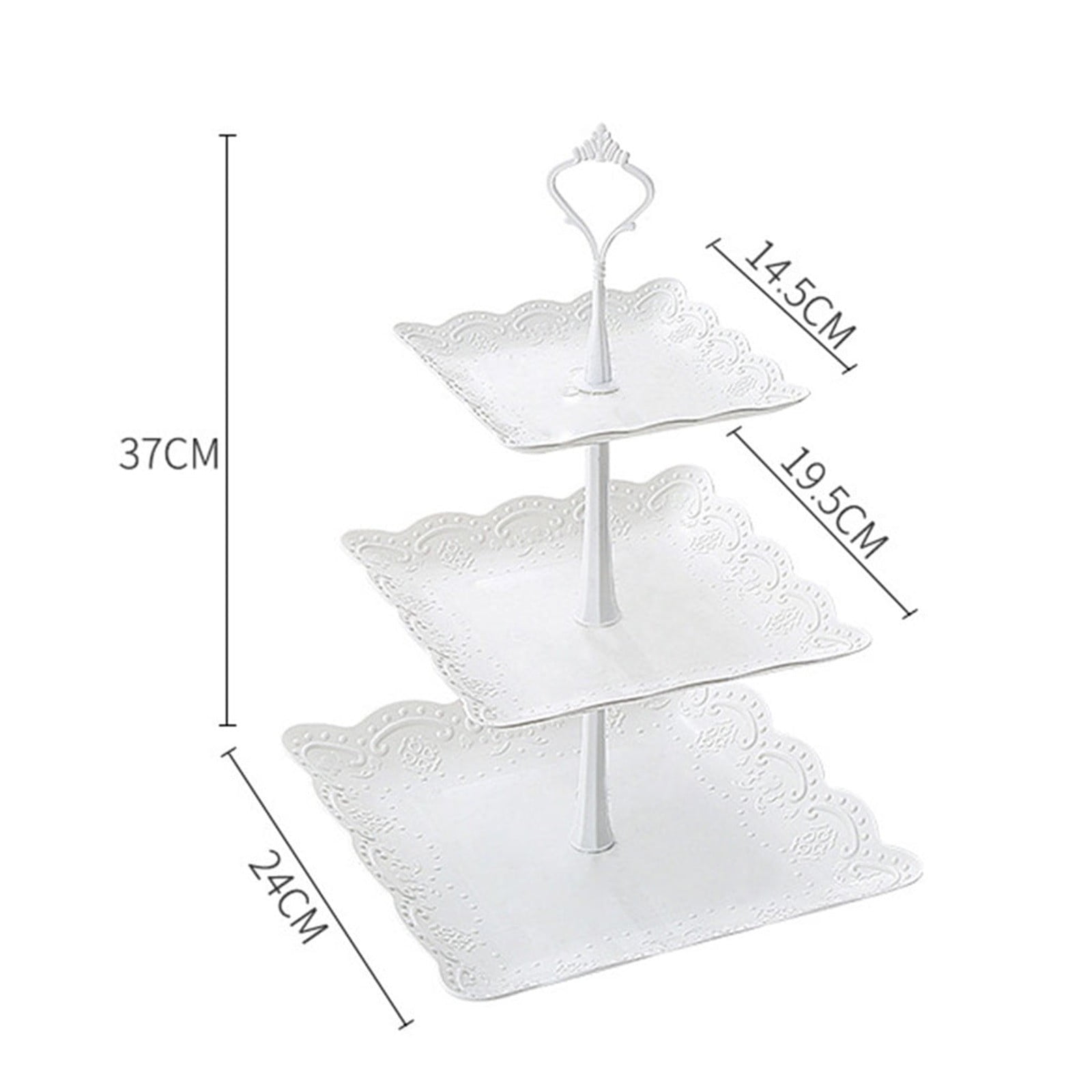 JWDX Cake Stand Clearance! Three-Tier Cake Stand, Three-Tier Fruit Plate, Afternoon Tea Plate H, Cake Stand Fruit Dried Stand Dessert Stand Dessert Fruit Stand Set Plastic Housekeeping & Organizers Z1-White - Image 4