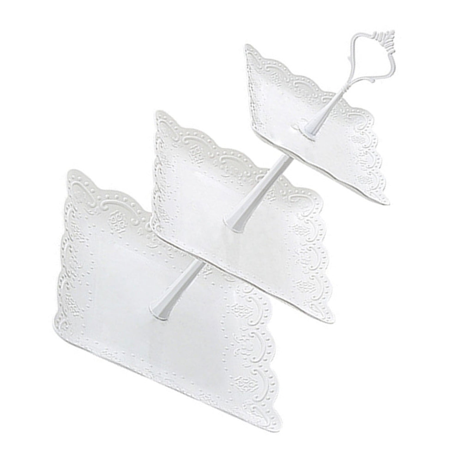 JWDX Cake Stand Clearance! Three-Tier Cake Stand, Three-Tier Fruit Plate, Afternoon Tea Plate H, Cake Stand Fruit Dried Stand Dessert Stand Dessert Fruit Stand Set Plastic Housekeeping & Organizers Z1-White - Image 6