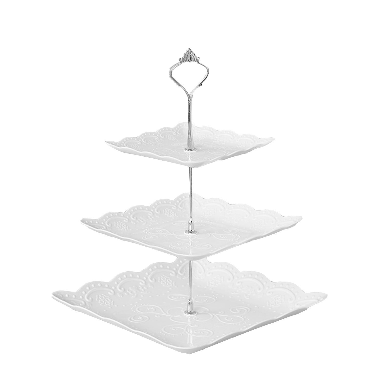JWDX Cake Stand Clearance! Three-Tier Cake Stand, Three-Tier Fruit Plate, Afternoon Tea Plate H, Cake Stand Fruit Dried Stand Dessert Stand Dessert Fruit Stand Set Plastic Housekeeping & Organizers Z2-H - Image 1