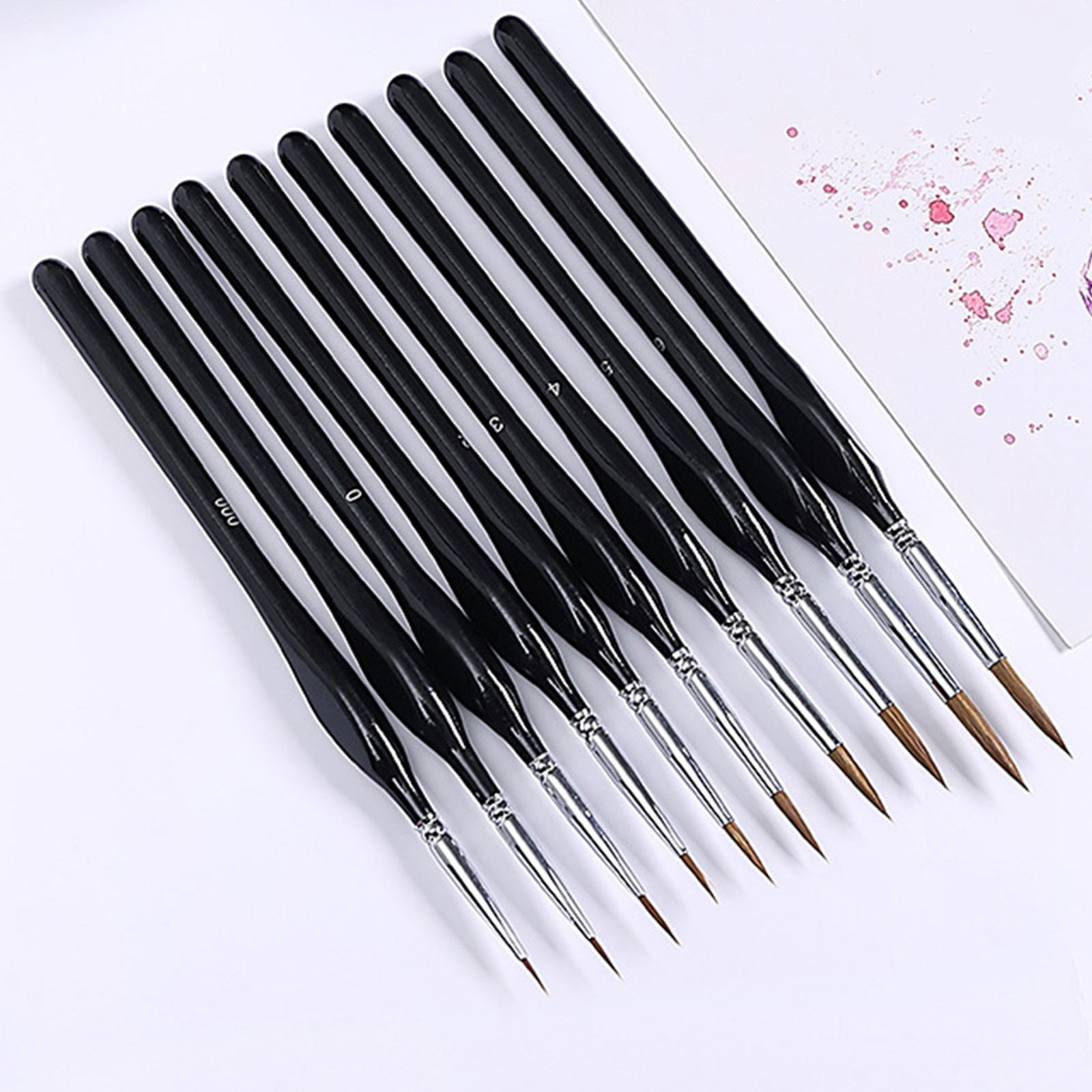 JWDX Brushes Clearance, Paint Brushes, Painting Pen, Art Tools, Brush Set, Round Tip Brushes Nylon Brushes Artist Wood Brushes for Oil Watercolor Face Nail Arts Miniature and Rock Painting Black - Image 8