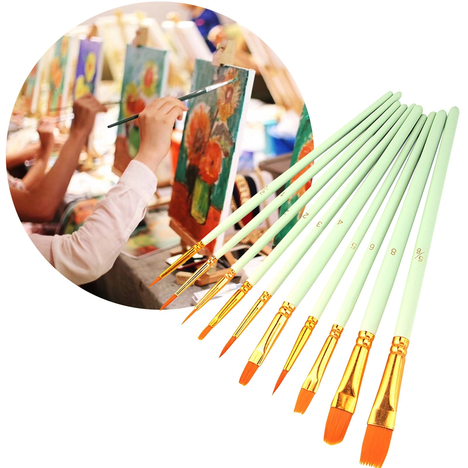 JWDX Brushes Clearance, Paint Brushes, Painting Pen, Art Tools, Brush Set, Round Tip Brushes Nylon Brushes Artist Wood Brushes for Oil Watercolor Face Nail Arts Miniature and Rock Painting Z2-Mint Green - Image 2