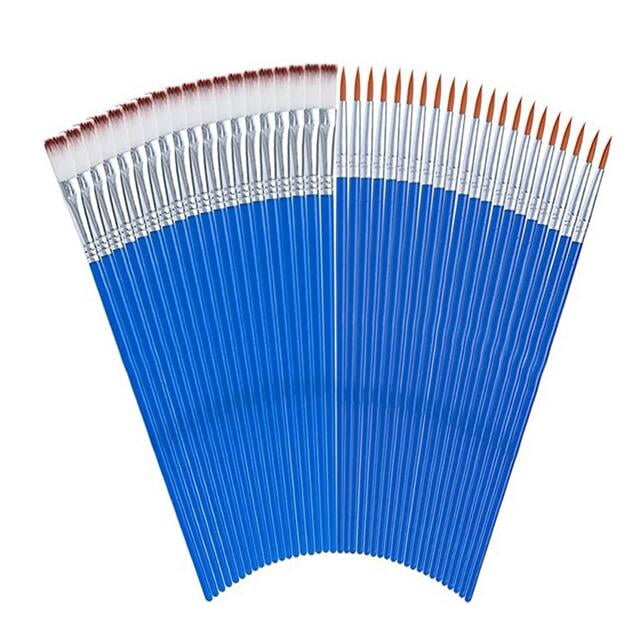 JWDX Brushes Clearance, Paint Brushes, Painting Pen, Art Tools, Brush Set, Round Tip Brushes Nylon Brushes Artist Wood Brushes for Oil Watercolor Face Nail Arts Miniature and Rock Painting Z6-Blue - Image 2