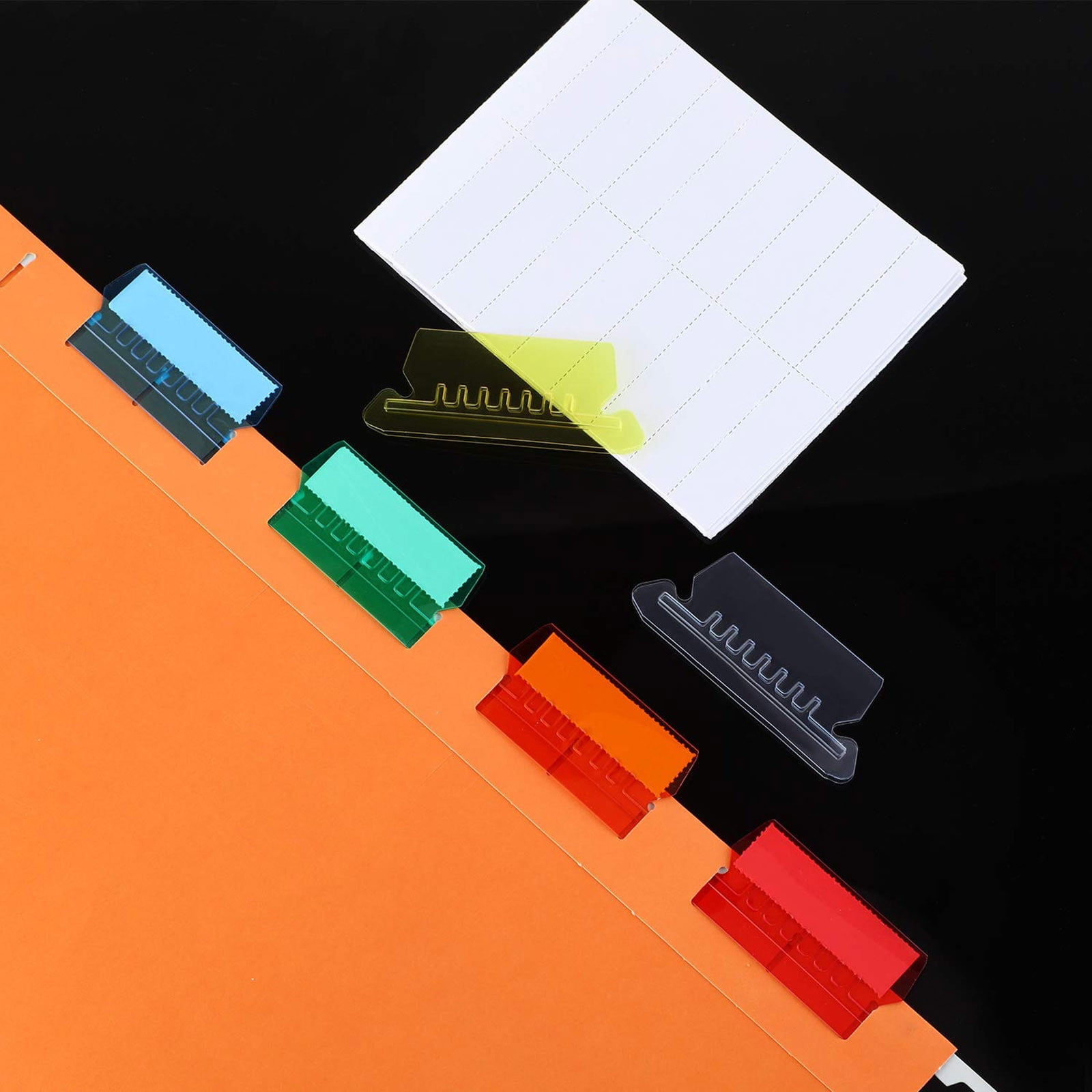 JWDX Label Index Clip Clearance, Reading Supplies, File Folder Tabs 25 Hanging File Folder Tabs and 25 Inserts for Quick Organize and Identification Plastic Hanging Files Easy to Read Green - Image 4