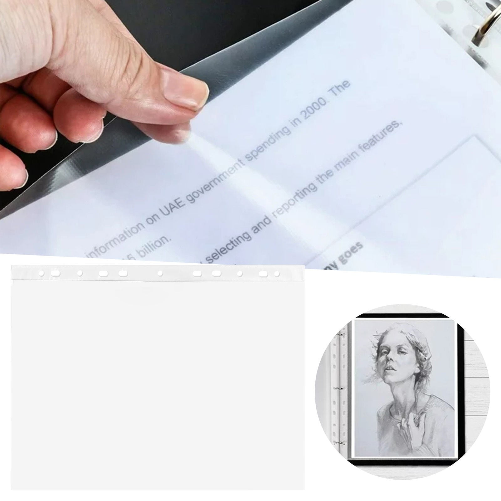 JWDX Document Bag Clearance, Material Bag, 100Pcs Sheet Protectors 9 X 12 Heavy Duty Clear Sheet Protectors Page Protectors Plastic Sleeves for Plastic Document Protectors Letter Paper Clear - Image 2