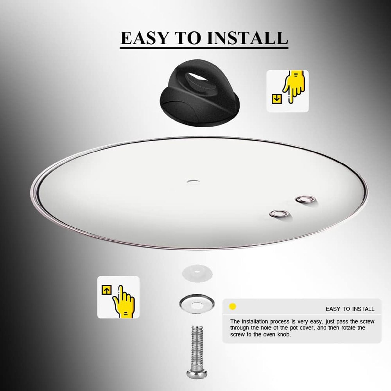 JWDX Pot Lid Handle Clearance, Kitchen Supplies, Pot Lid Replacement Knob for Rival Replacement Parts Pan Lid Hoding Handle Replacement Compatible with Kitchen Cookware Casserole Glass Saucepan Black - Image 5