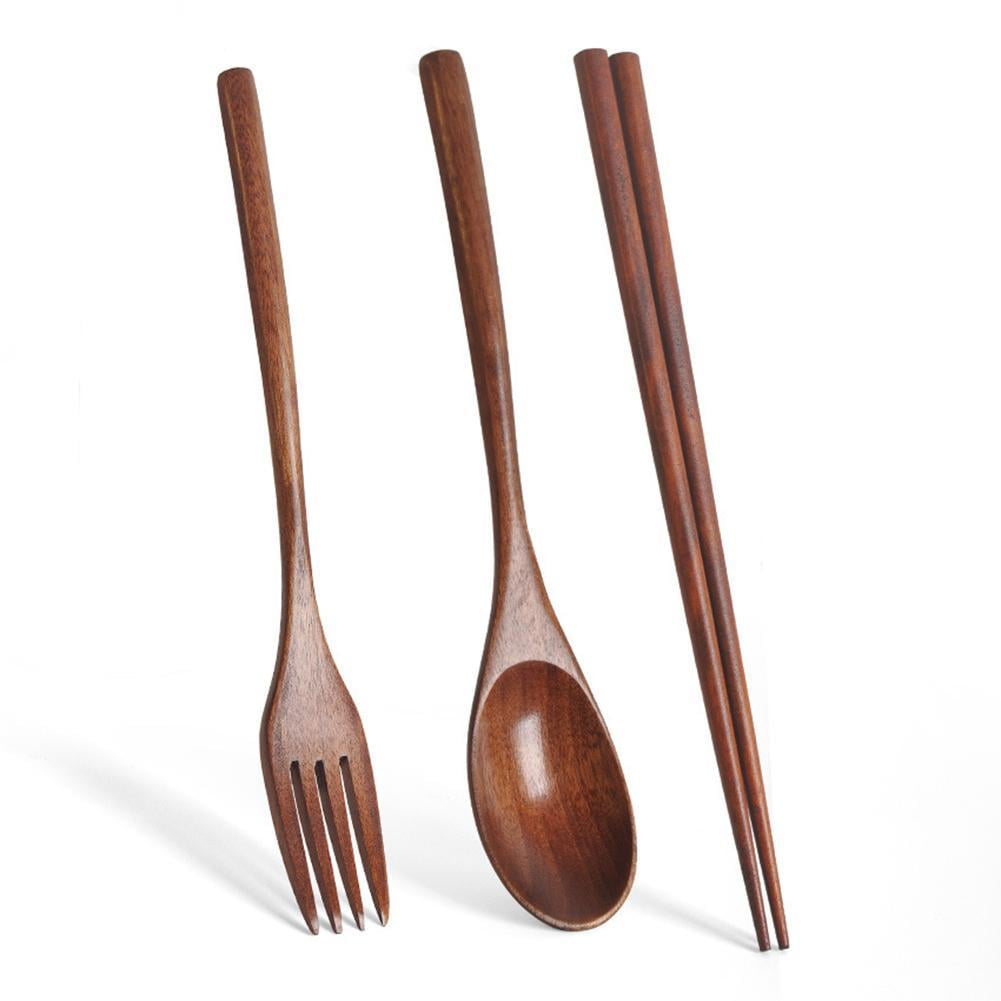 Japanese Natural Chopsticks Wooden Spoon Fork Cutlery Style Set BEST E2B9 - Image 5