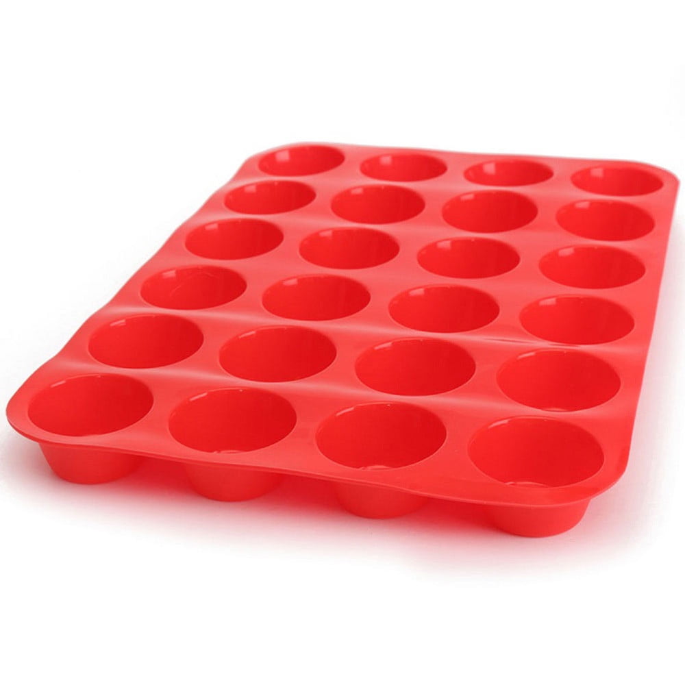 aoksee Kitchen Utensils 24 Cavity Mini Muffin Silicone Soap Cookies Cupcake Bakeware Pan Tray Mould Gift on Clearance - Image 1