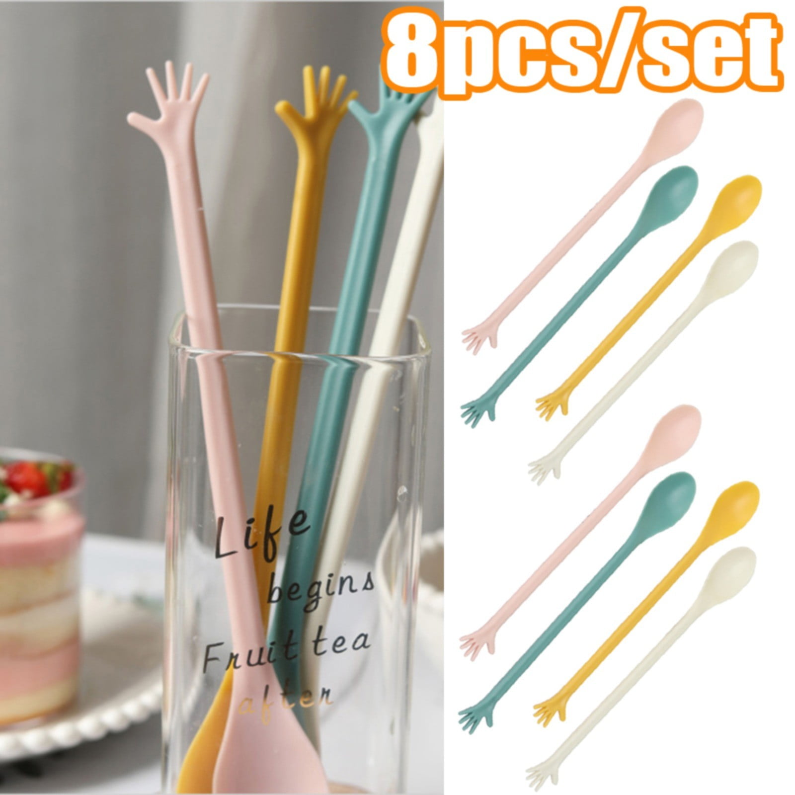 Made of Plastic, 4 Spoons Once for All Sale! Long Handle Spoons Latte Machiatto Tall Iced Tea Ice Sundae Coffee Tea or Hot Stirring Long Drink Spoons Camouflage - Image 7