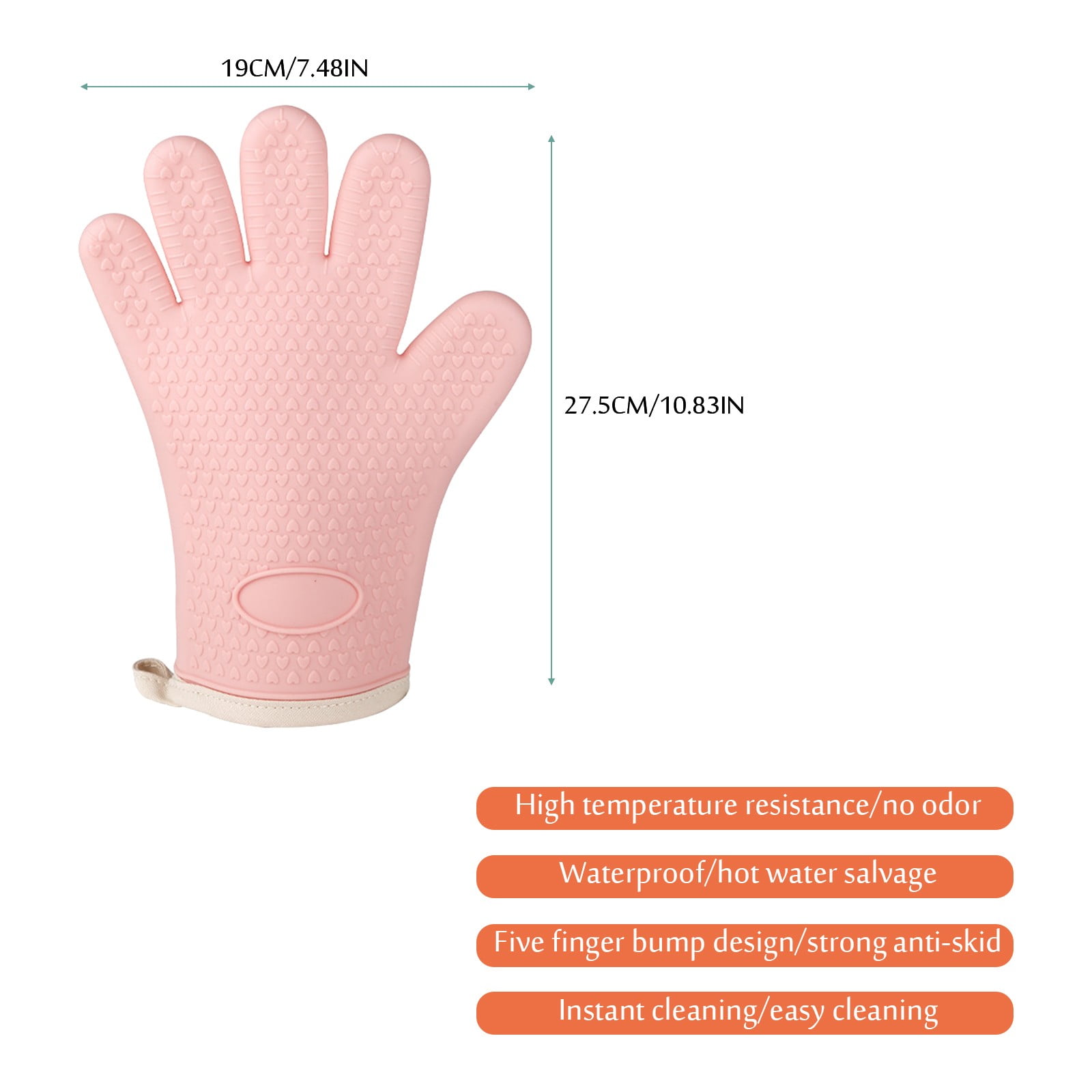 JWDX Silicone Smoker Oven Gloves -Extreme Heat Resistant Bbq Gloves -Handle Hot Food Right on Your Grill Fryer Pit|Waterproof Oven Mitts Z3-Orange - Image 2
