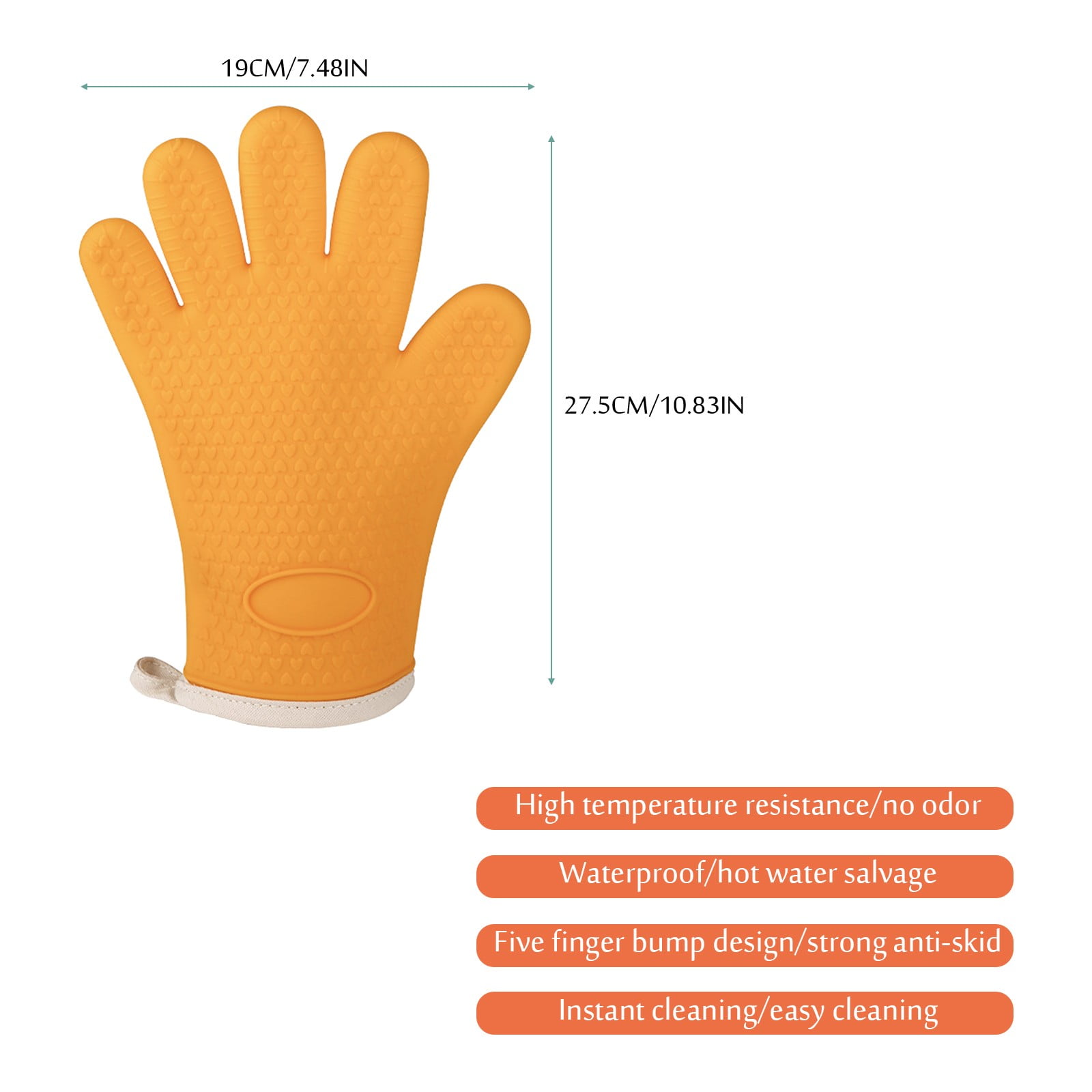 JWDX Silicone Smoker Oven Gloves -Extreme Heat Resistant Bbq Gloves -Handle Hot Food Right on Your Grill Fryer Pit|Waterproof Oven Mitts Z3-Yellow - Image 2
