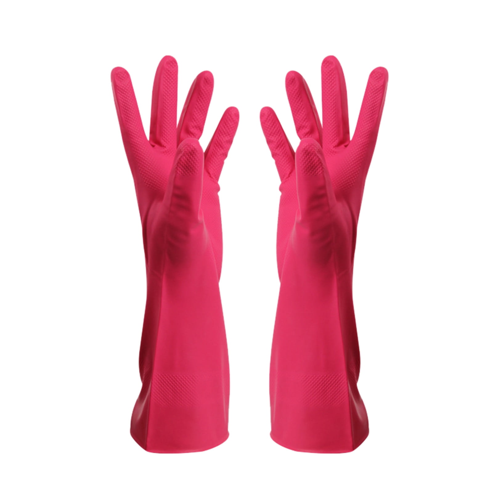 + 1 Pair of Gloves, End of Year Clearance: Work Aprons for Men for Shop Canvas, Gloves Gloves Washing Hand Rubber Long Cleaning Warm Gloves Kitchen Latex Hot Pink - Image 1