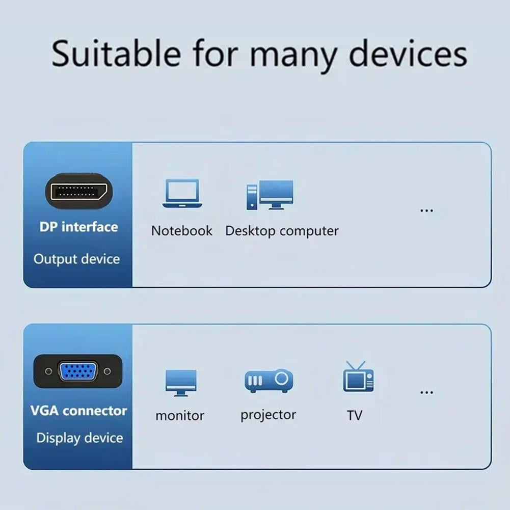1080p DP DisplayPort Male to VGA Female Converter Adapter Cable - Image 6