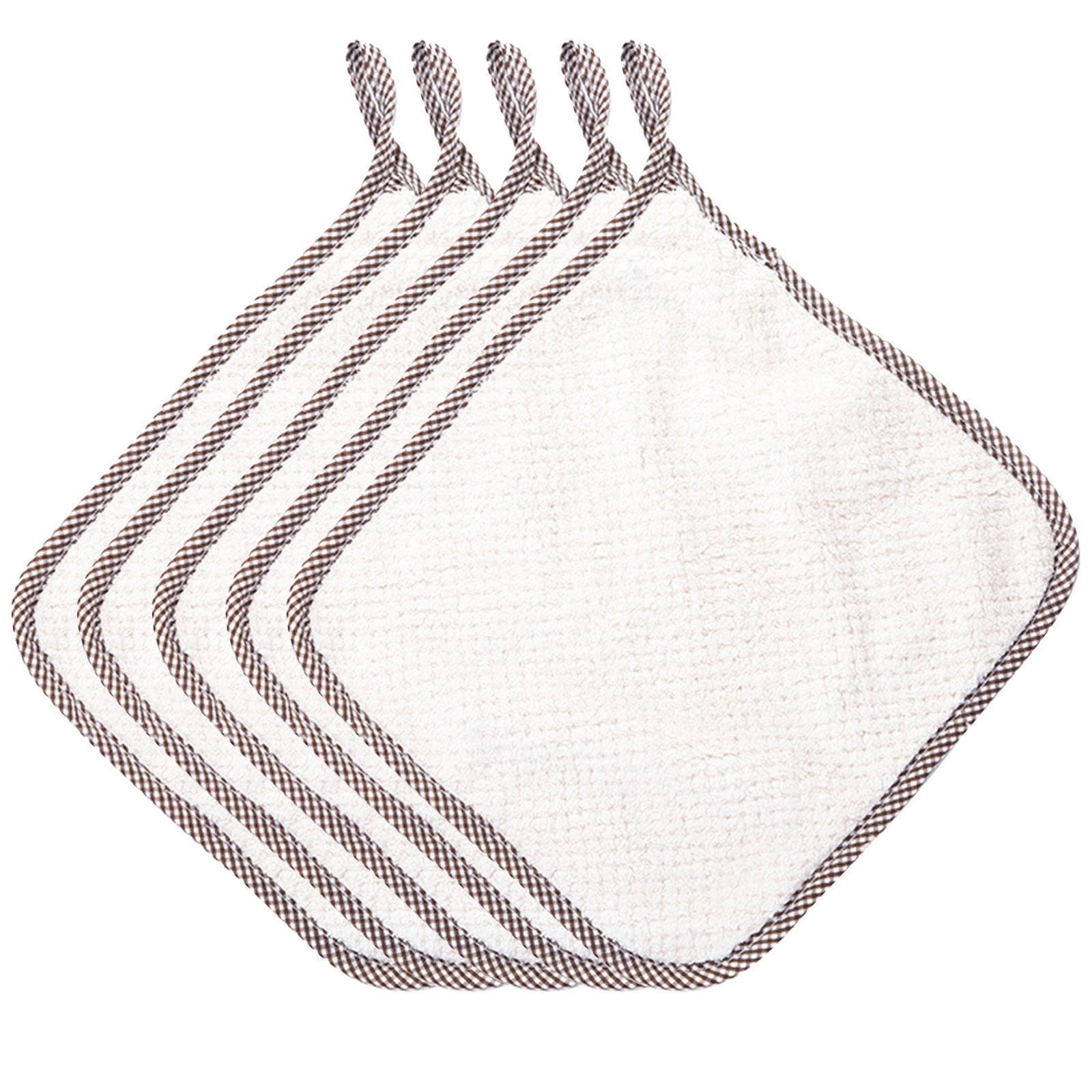 JWDX Wipes Clearance, 5Pcs Rag Dish Cloth Water Absorption Thickening Pot Washing Towel Table Home Kitchen Dishcloth Beige - Image 1