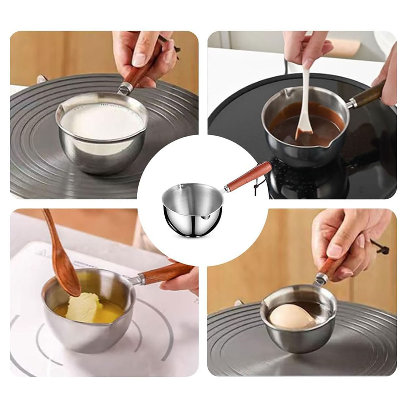 JWDX Cooking Utensils Clearance, Stainless Hot Oil Pot with Wooden Handle New Oil Pot Container for Kitchen Cooking Oil Strainer Pot A - Image 8