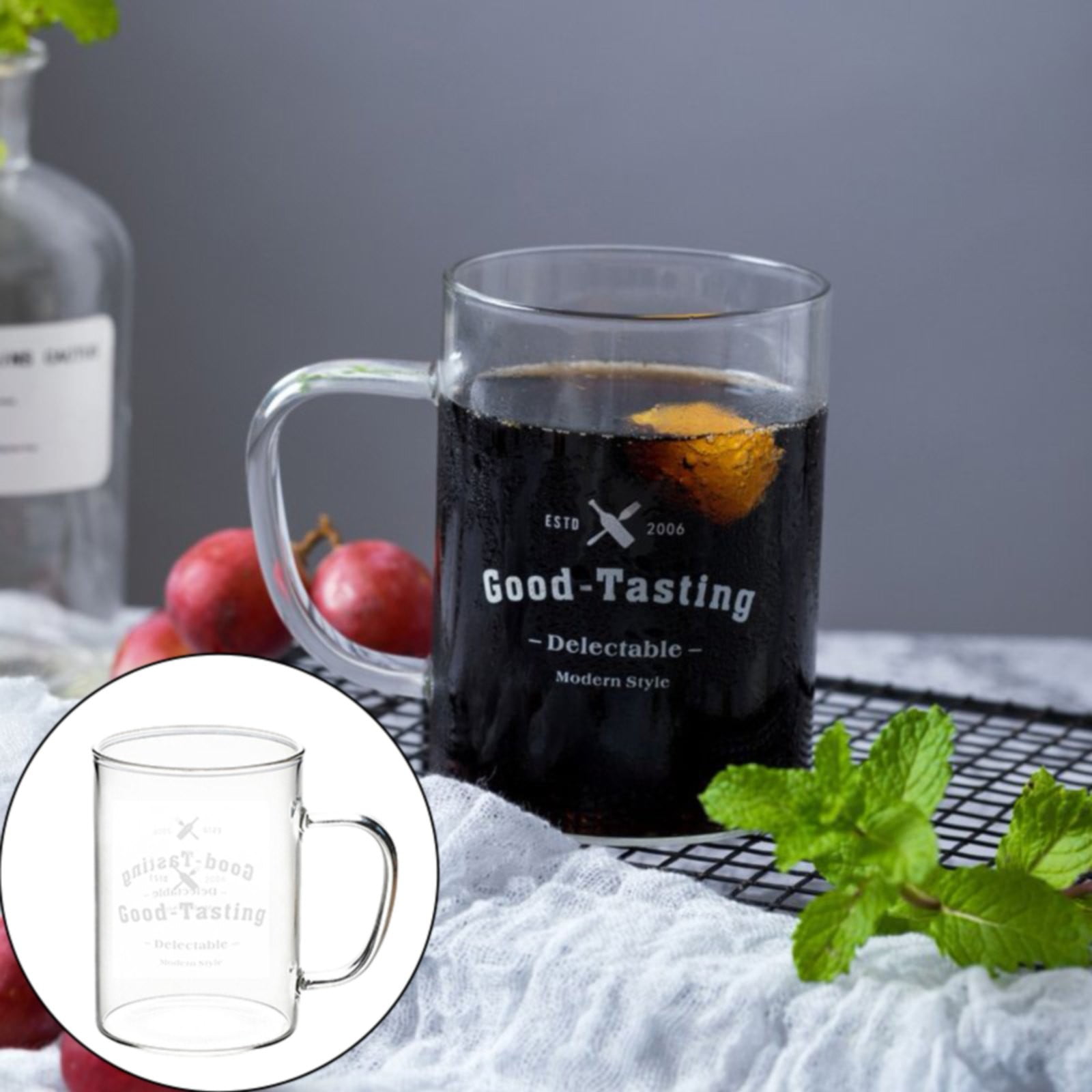JWDX Bottle, Mug, Kitchen Supplies Clearance, Clear Glass Coffee Mugs 17 Oz Clear Transparent Tea Cups & Coffee Glasses Large Cappuccino Clear Cup with Handle for Hot/Cold Beverage Circular White - Image 2