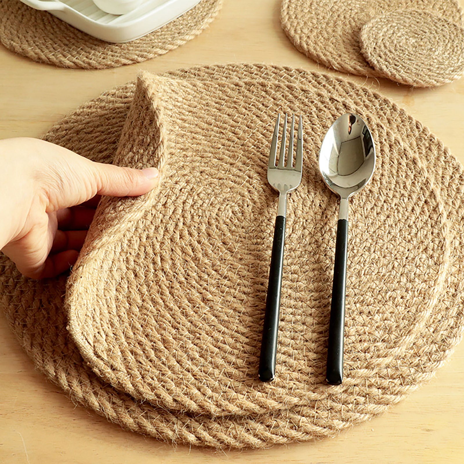 JWDX Placemat Clearance, Linen Insulation Mat Table Placemat Home Mugit Is Suitable for Hot Plates Pots and Pans E - Image 4
