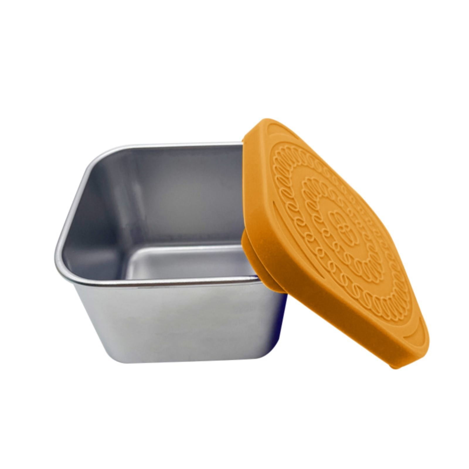 JWDX Tableware, 304 Stainless Steel Snack Box, Kitchen Supplies Clearance, Snack Box Leakproof Small Food Containers with Silicone Lids Stackable Snack Pots for Kids Stainless Steel Snack Containers Orange - Image 1