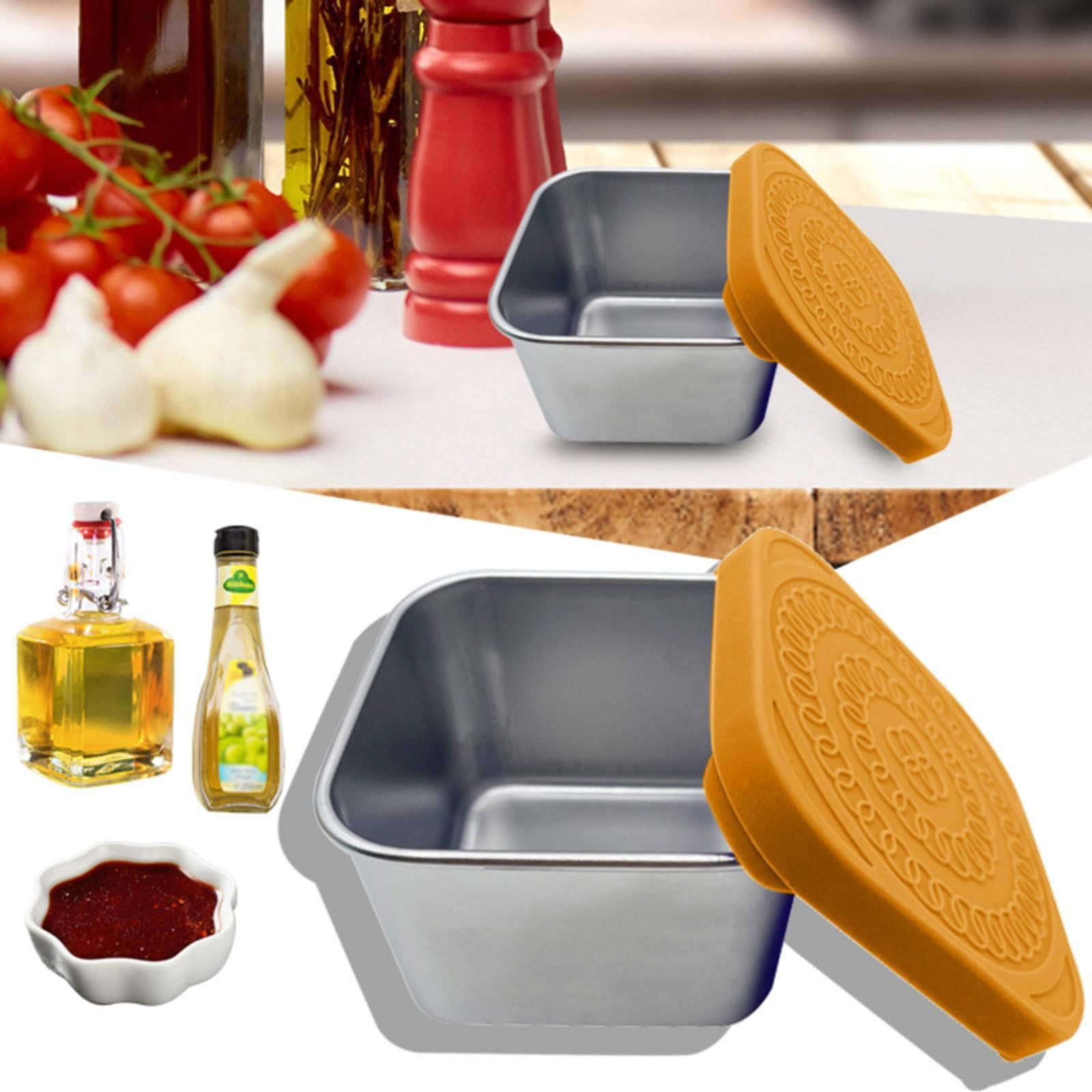 JWDX Tableware, 304 Stainless Steel Snack Box, Kitchen Supplies Clearance, Snack Box Leakproof Small Food Containers with Silicone Lids Stackable Snack Pots for Kids Stainless Steel Snack Containers Orange - Image 2