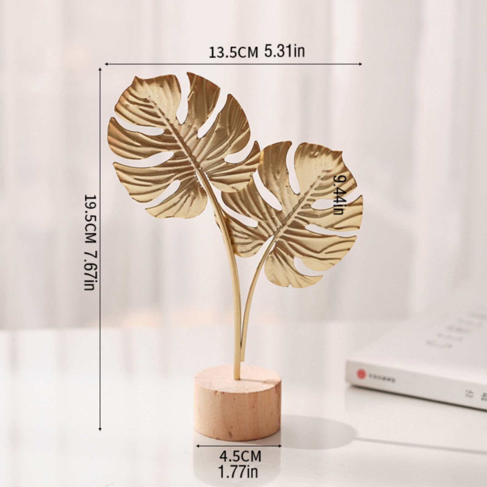 Leaf Decor Metal Golden Leaf Ornaments and Base Modern Simple Gold Leaf Table Sculpture for Living Room Bedroom Bookshelf Desktop Decoratio, Valentines Day Decorations: Desktop Ornament Black1 - Image 5