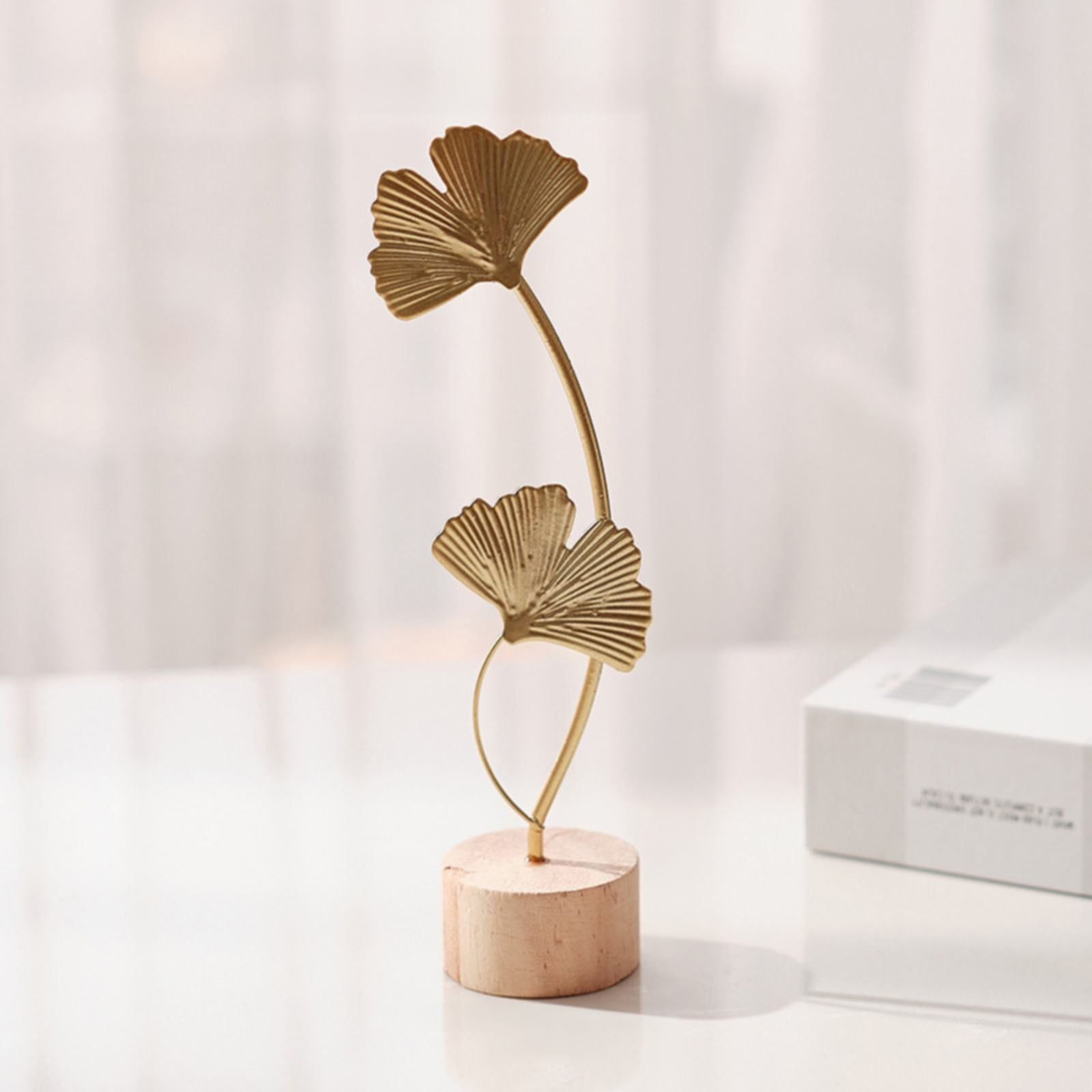 Leaf Decor Metal Golden Leaf Ornaments and Base Modern Simple Gold Leaf Table Sculpture for Living Room Bedroom Bookshelf Desktop Decoratio, Valentines Day Decorations: Desktop Ornament Gold1 - Image 1