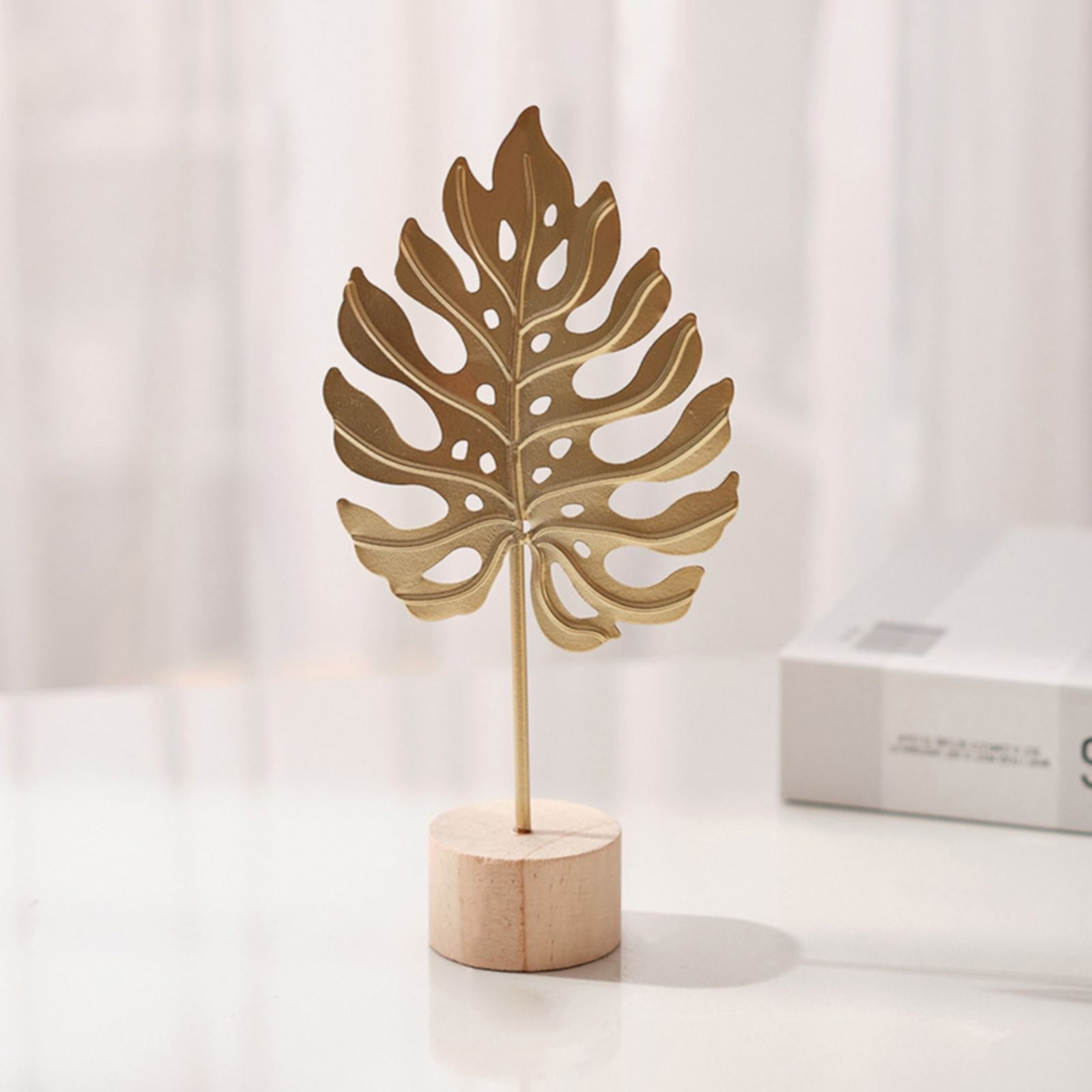 Leaf Decor Metal Golden Leaf Ornaments and Base Modern Simple Gold Leaf Table Sculpture for Living Room Bedroom Bookshelf Desktop Decoratio, Valentines Day Decorations: Desktop Ornament Gold4 - Image 1