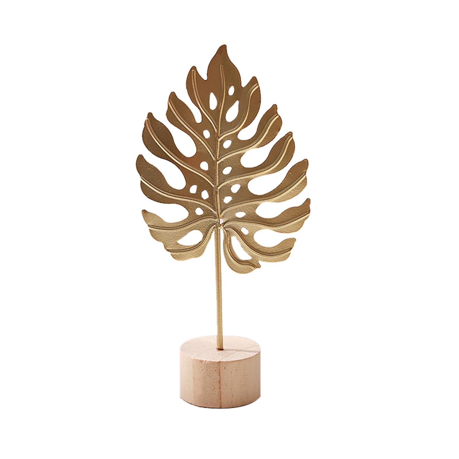 Leaf Decor Metal Golden Leaf Ornaments and Base Modern Simple Gold Leaf Table Sculpture for Living Room Bedroom Bookshelf Desktop Decoratio, Valentines Day Decorations: Desktop Ornament Gold4 - Image 2