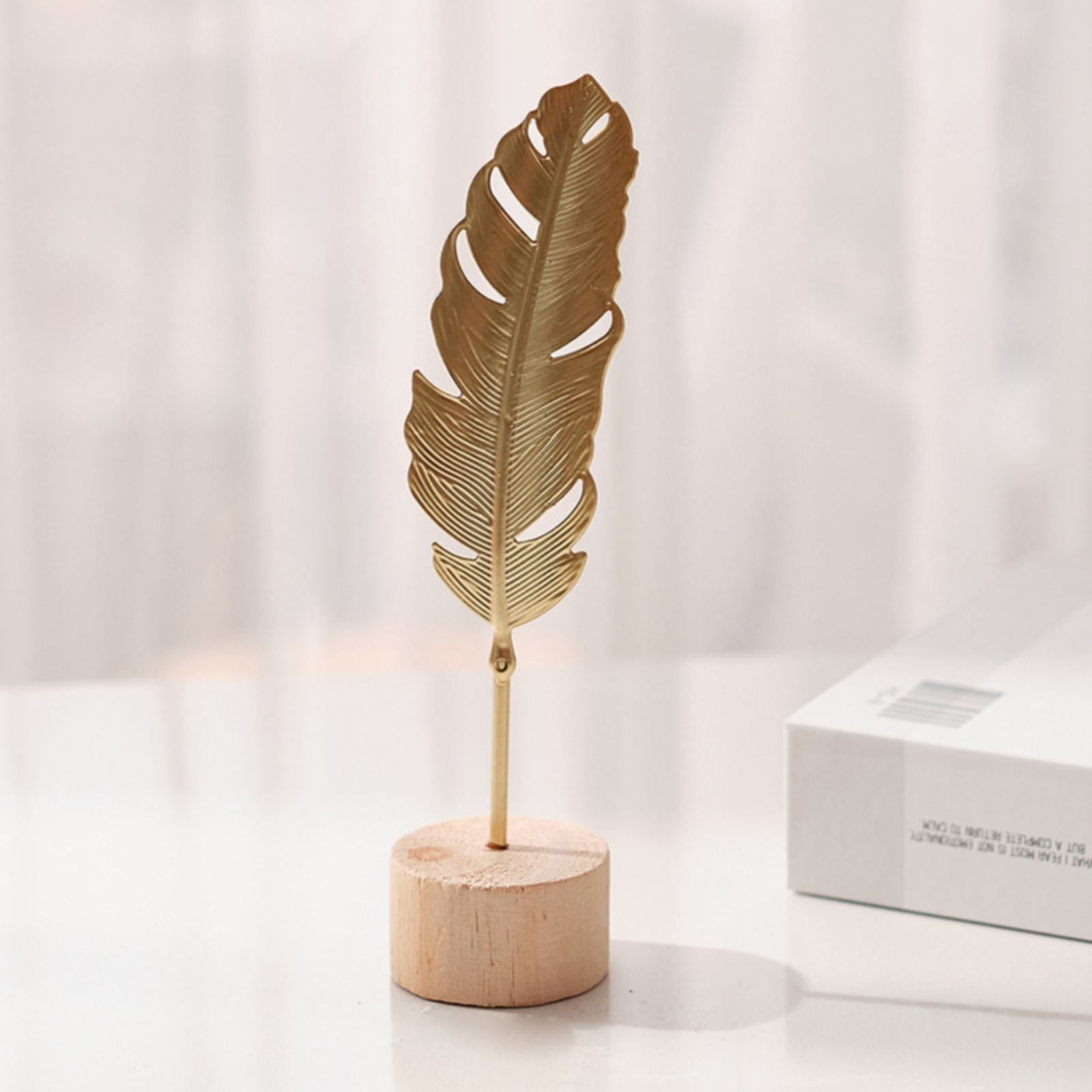 Leaf Decor Metal Golden Leaf Ornaments and Base Modern Simple Gold Leaf Table Sculpture for Living Room Bedroom Bookshelf Desktop Decoratio, Valentines Day Decorations: Desktop Ornament Z-Gold2 - Image 1