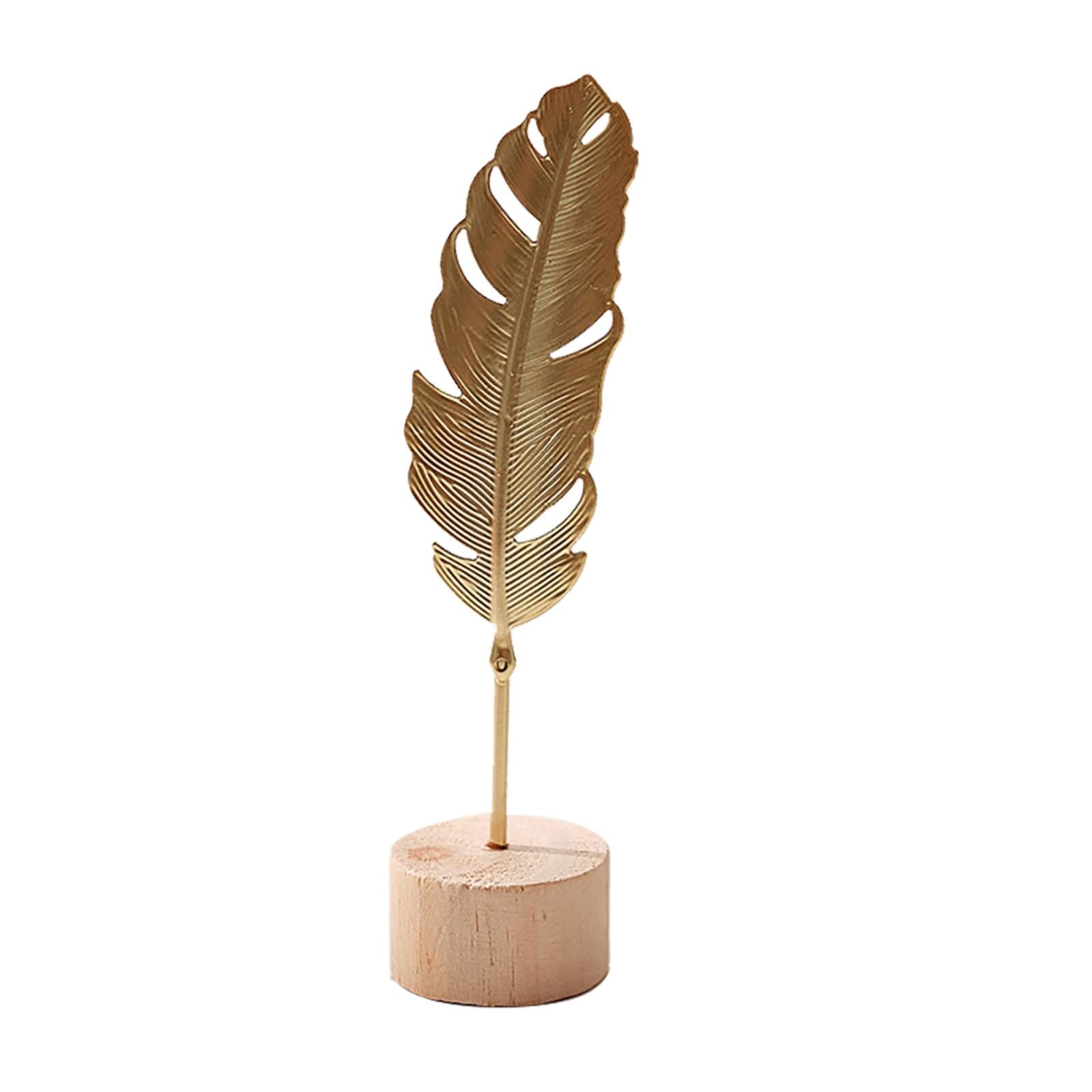 Leaf Decor Metal Golden Leaf Ornaments and Base Modern Simple Gold Leaf Table Sculpture for Living Room Bedroom Bookshelf Desktop Decoratio, Valentines Day Decorations: Desktop Ornament Z-Gold2 - Image 2