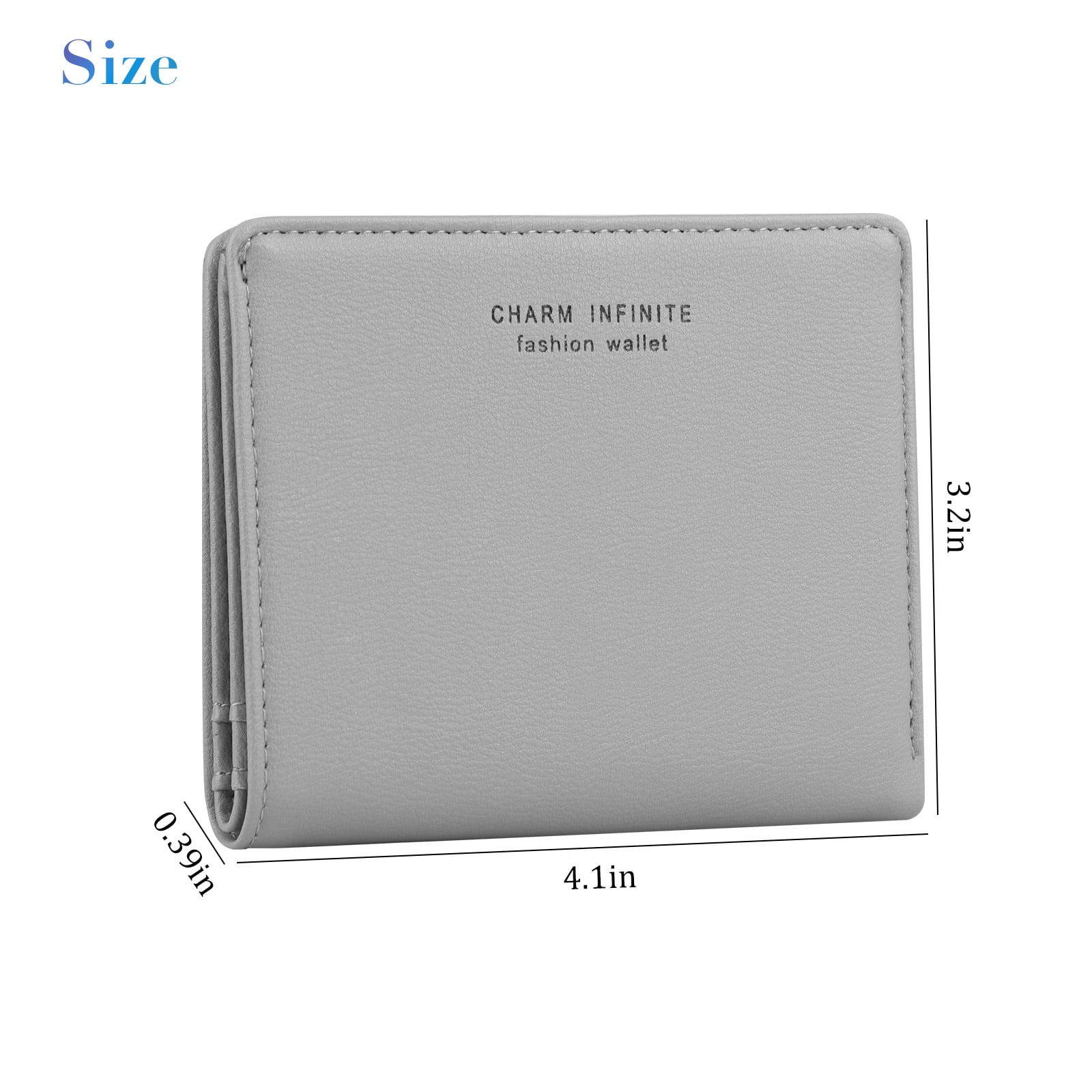 Leather Wallet for Women Small Leather Wallet Rfid Blocking Credit Card Holder Ladies Purse Zipper Pocket Wallet for Women Girls Blue/Grey, School Supplies: Business Card Holder Z-Blue - Image 3
